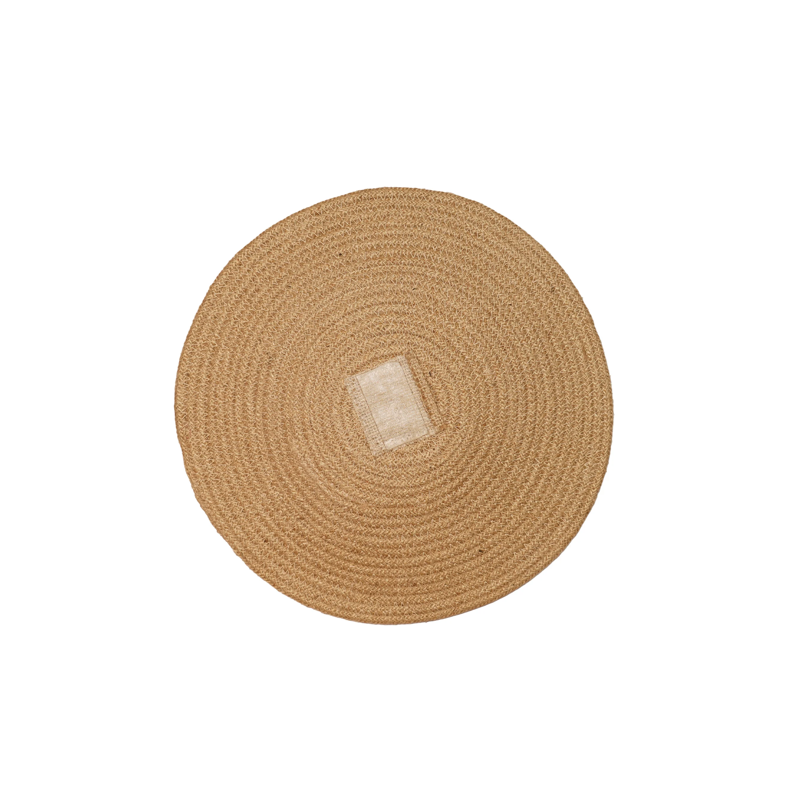 Handmade Boho Jute Wall Décor Set of 9 - Woven Natural Round Wall Hanging Discs - Thumbnail 6