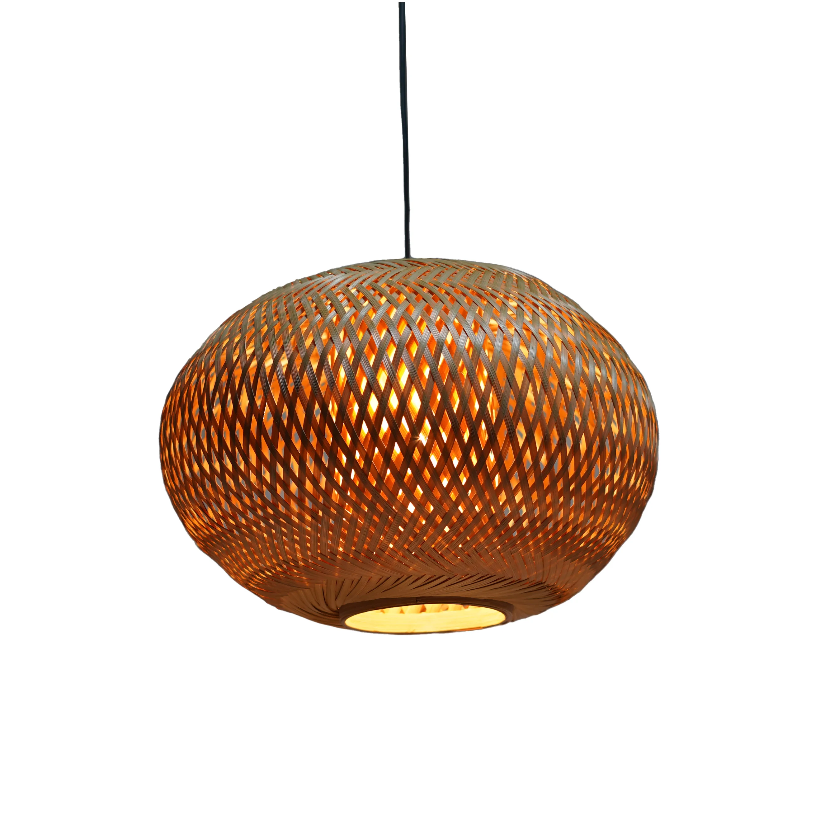 Handcrafted Double Layer Bamboo Pendant Light Shade - Woven Dome Ceiling Lamp Cover - Thumbnail 1