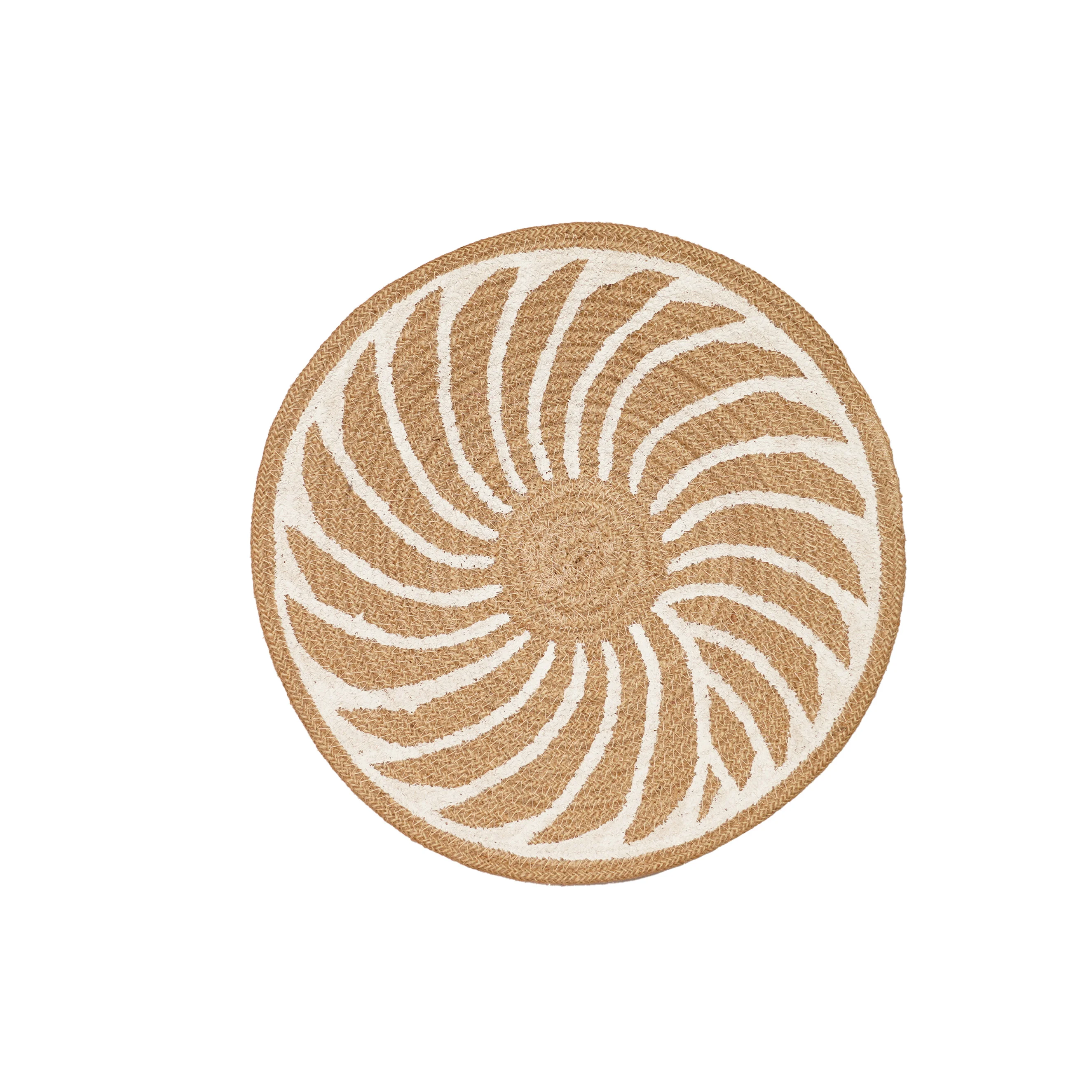 Handmade Boho Jute Wall Décor Set of 9 - Woven Natural Round Wall Hanging Discs - Thumbnail 2