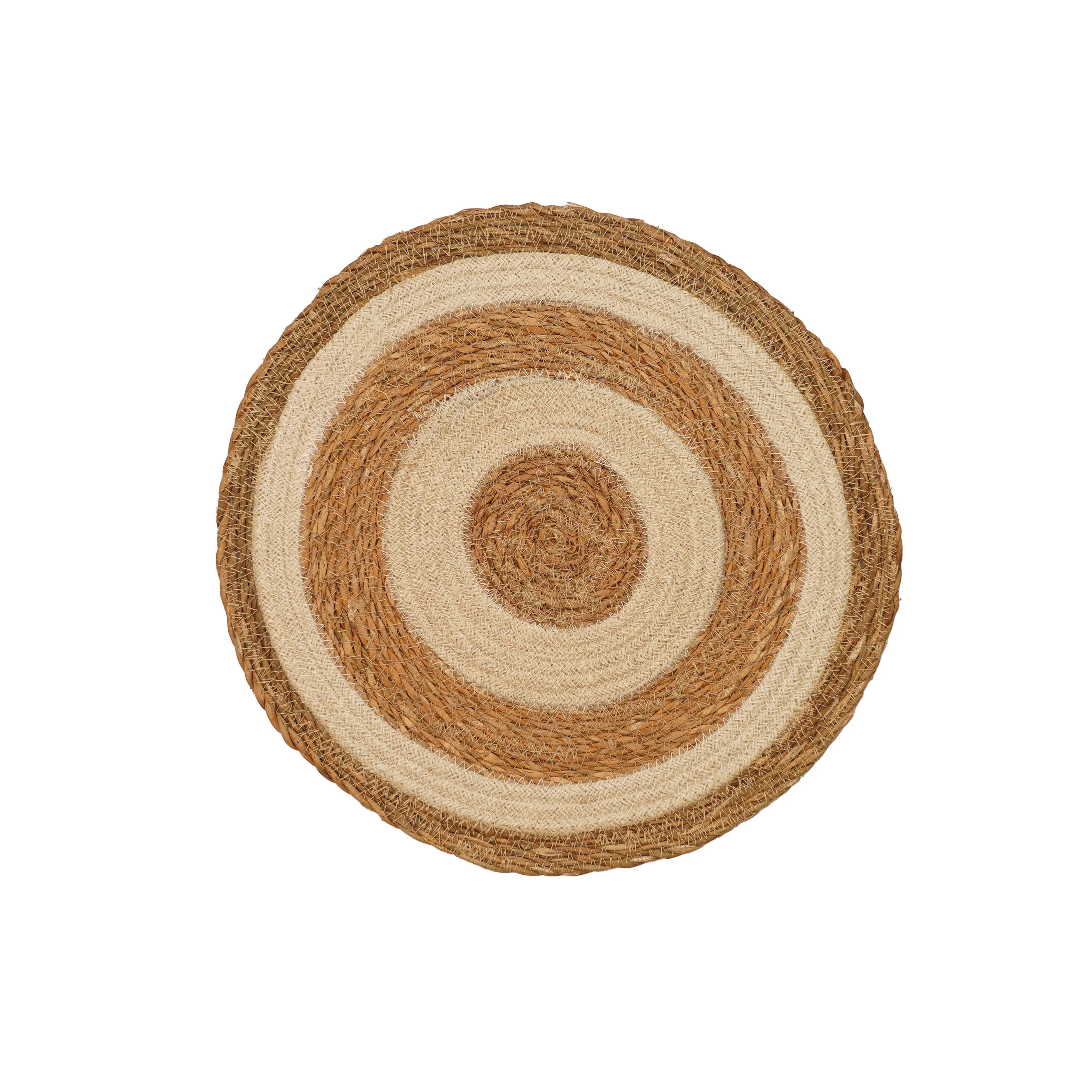 Handmade Boho Jute Wall Décor Set of 8 - Woven Medallions & Fringe Wall Hanging Tapest - Thumbnail 3
