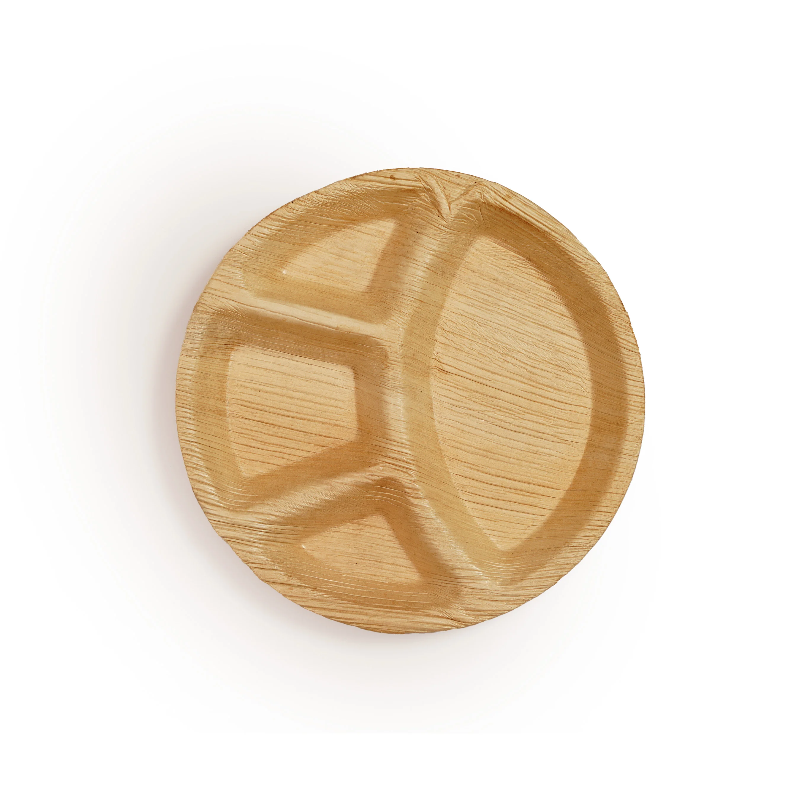 Eco-Friendly Disposable Areca Leaf Round 4-Compartment Plate