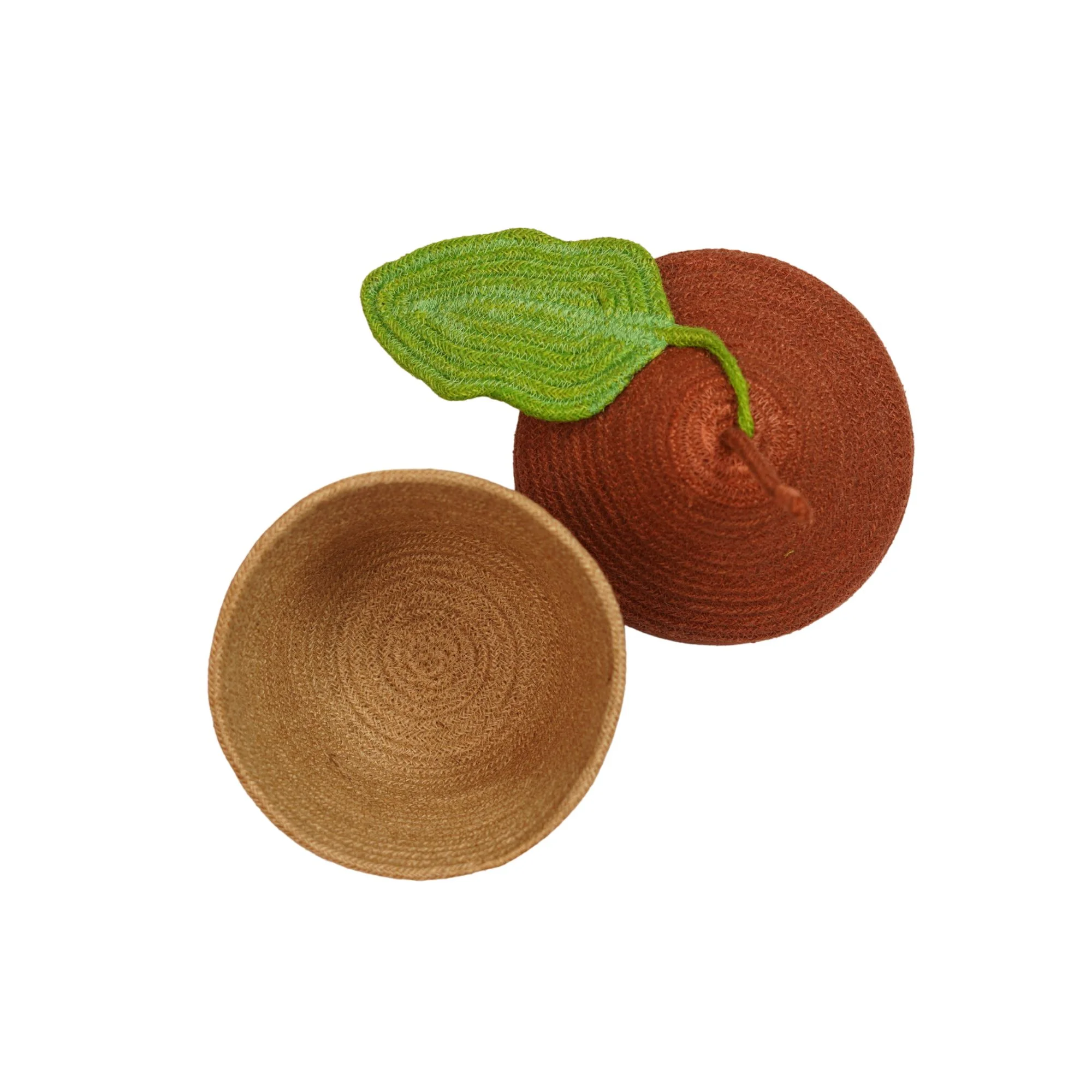 Eco-Friendly Handcrafted Jute House Shaped Storage Basket Pear Acorn Cottage Lid Decor - Thumbnail 3