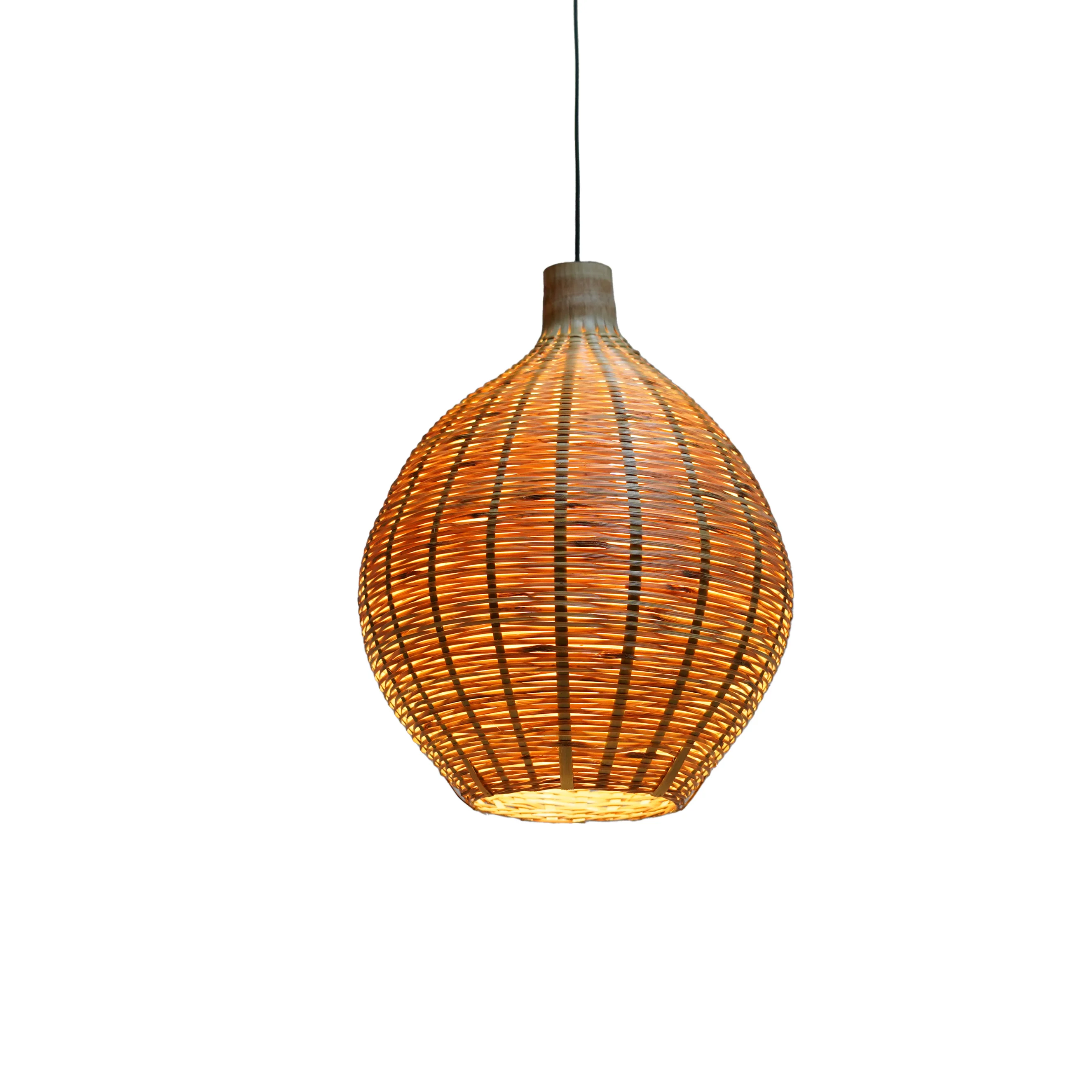 Handcrafted Onion Bamboo Pendant Light - Woven Teardrop Ceiling Lamp Shade