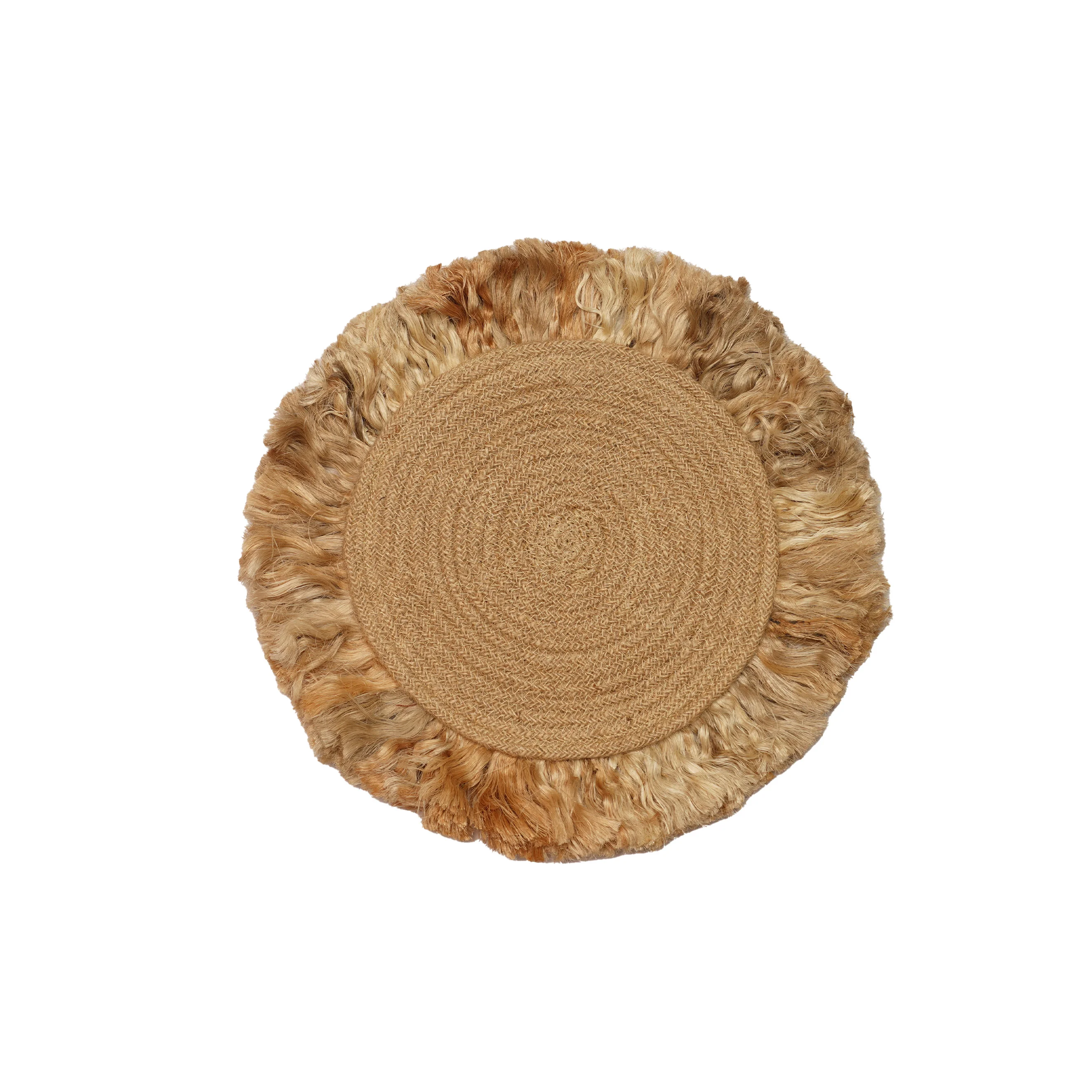 Handmade Boho Jute Wall Décor Set of 9 - Woven Natural Round Wall Hanging Discs - Thumbnail 5