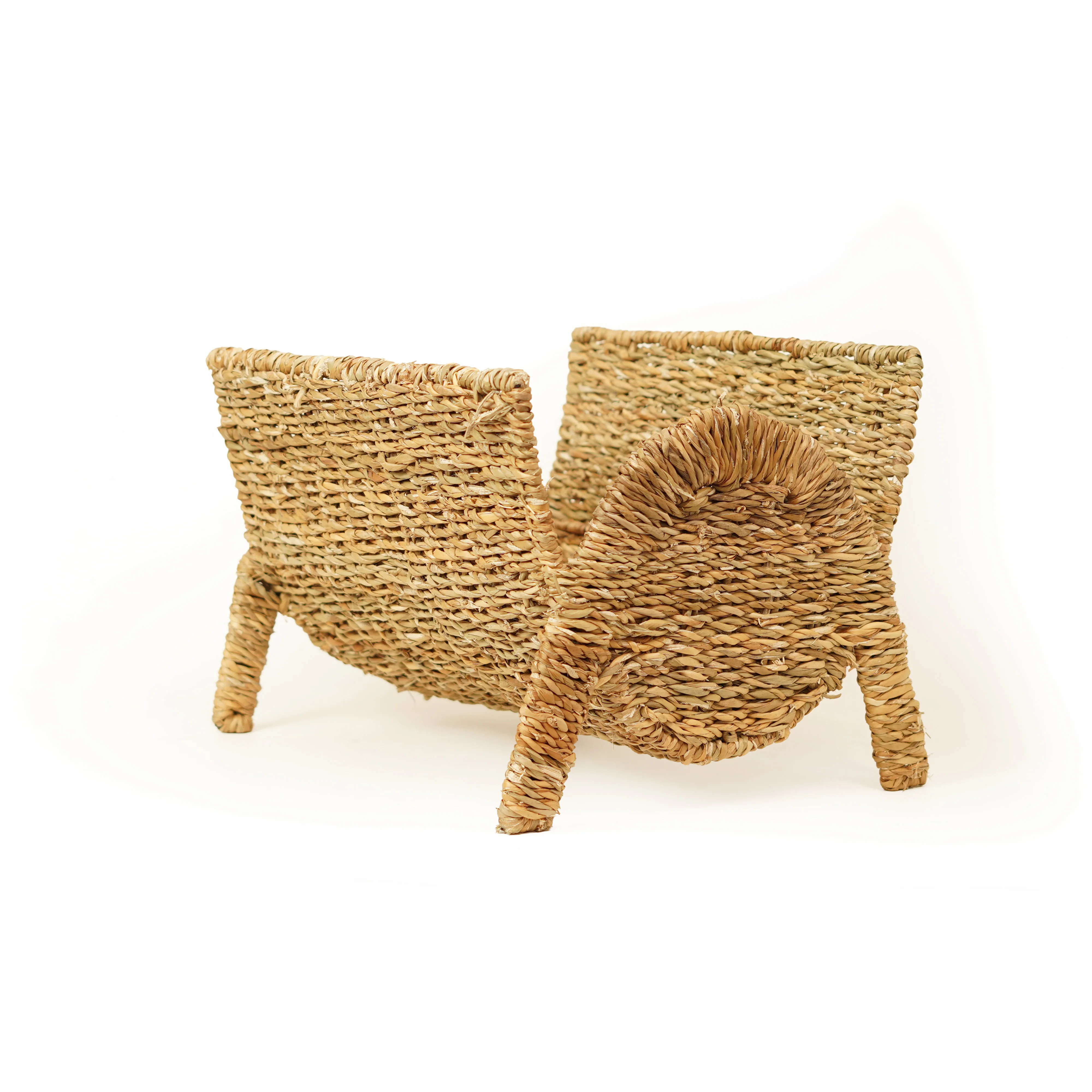 Handcrafted Eco-Friendly Natural Seagrass Magazine Rack | Freestanding Desktop Book & Newspaper Holder Caddy