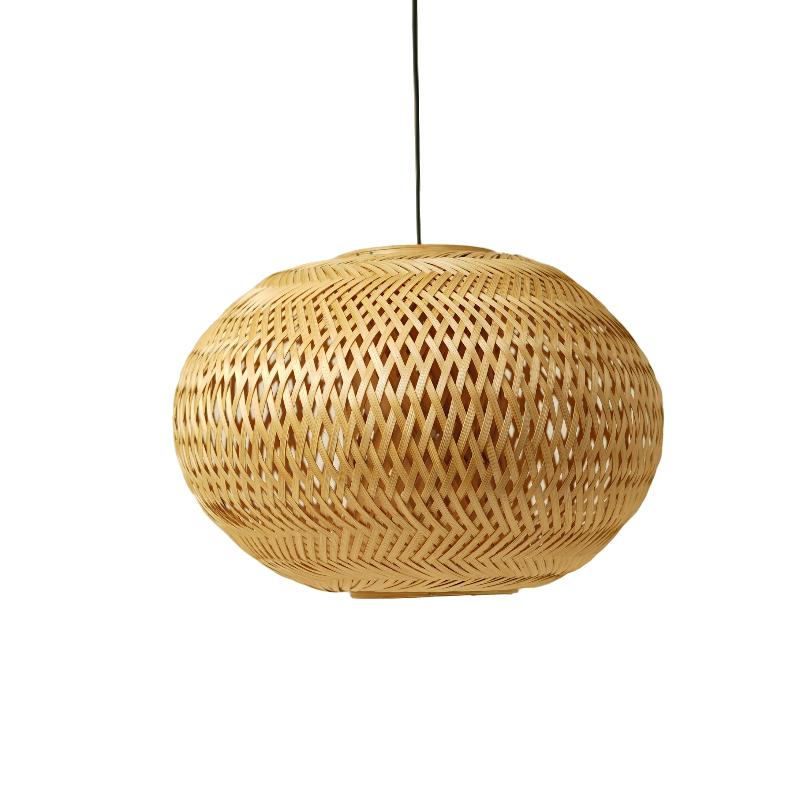 Handcrafted Double Layer Bamboo Pendant Light Shade - Woven Dome Ceiling Lamp Cover - Thumbnail 2