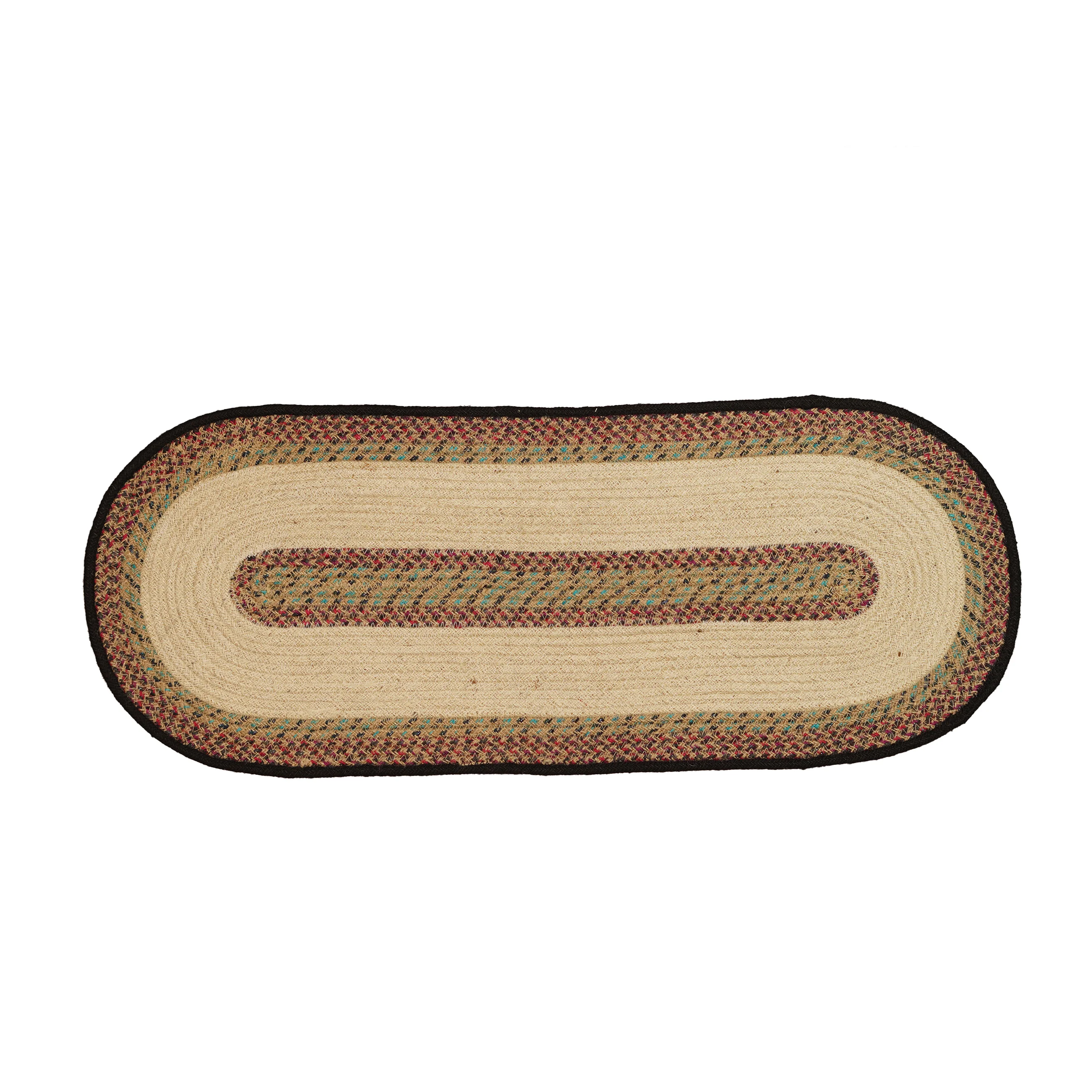 Handmade Braided Jute Dining Table Mat Set (7 Pcs) with Multi-Color Oval Runner and Ov - Thumbnail 2