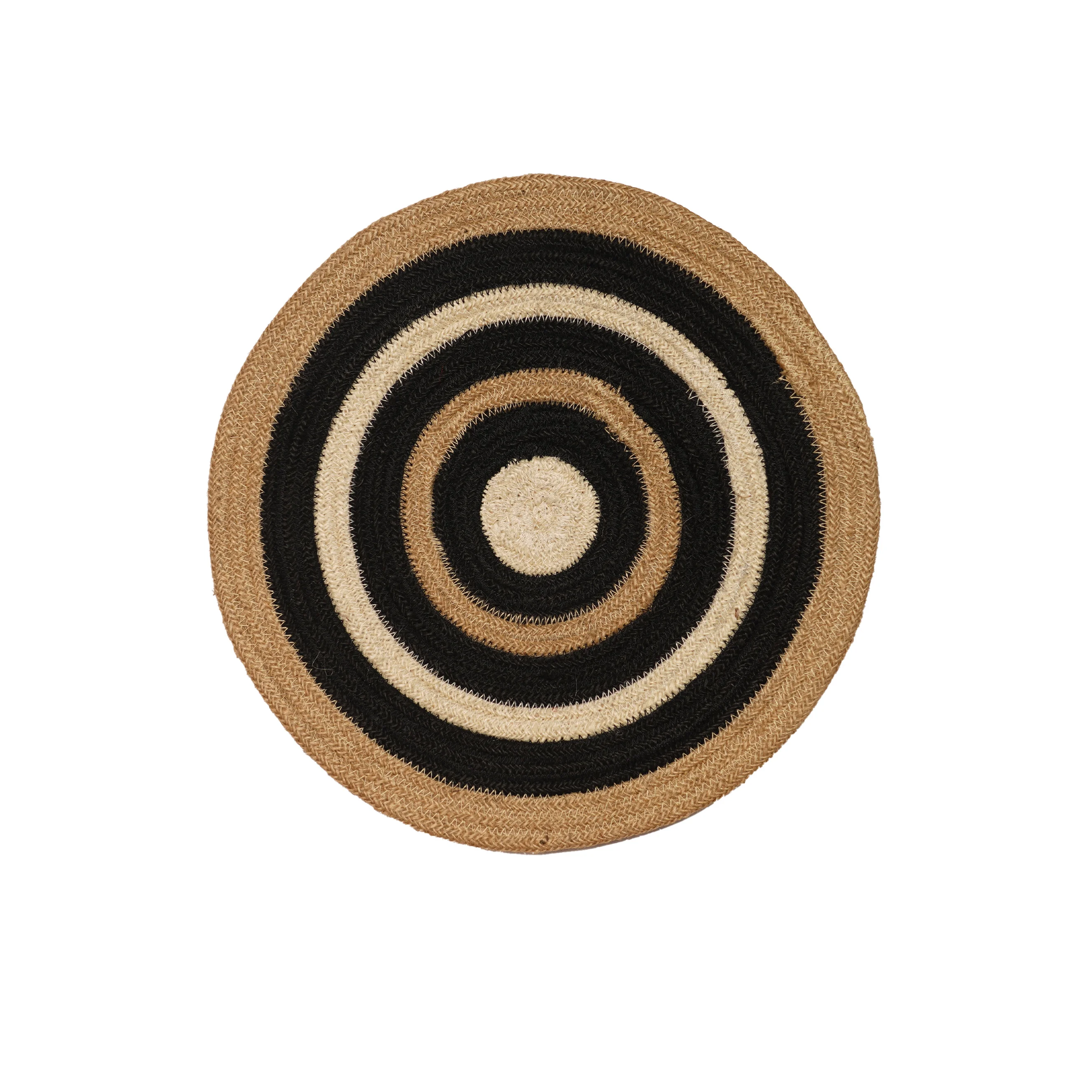 Handmade Boho Jute Wall Décor Set of 9 - Woven Natural Round Wall Hanging Discs - Thumbnail 3