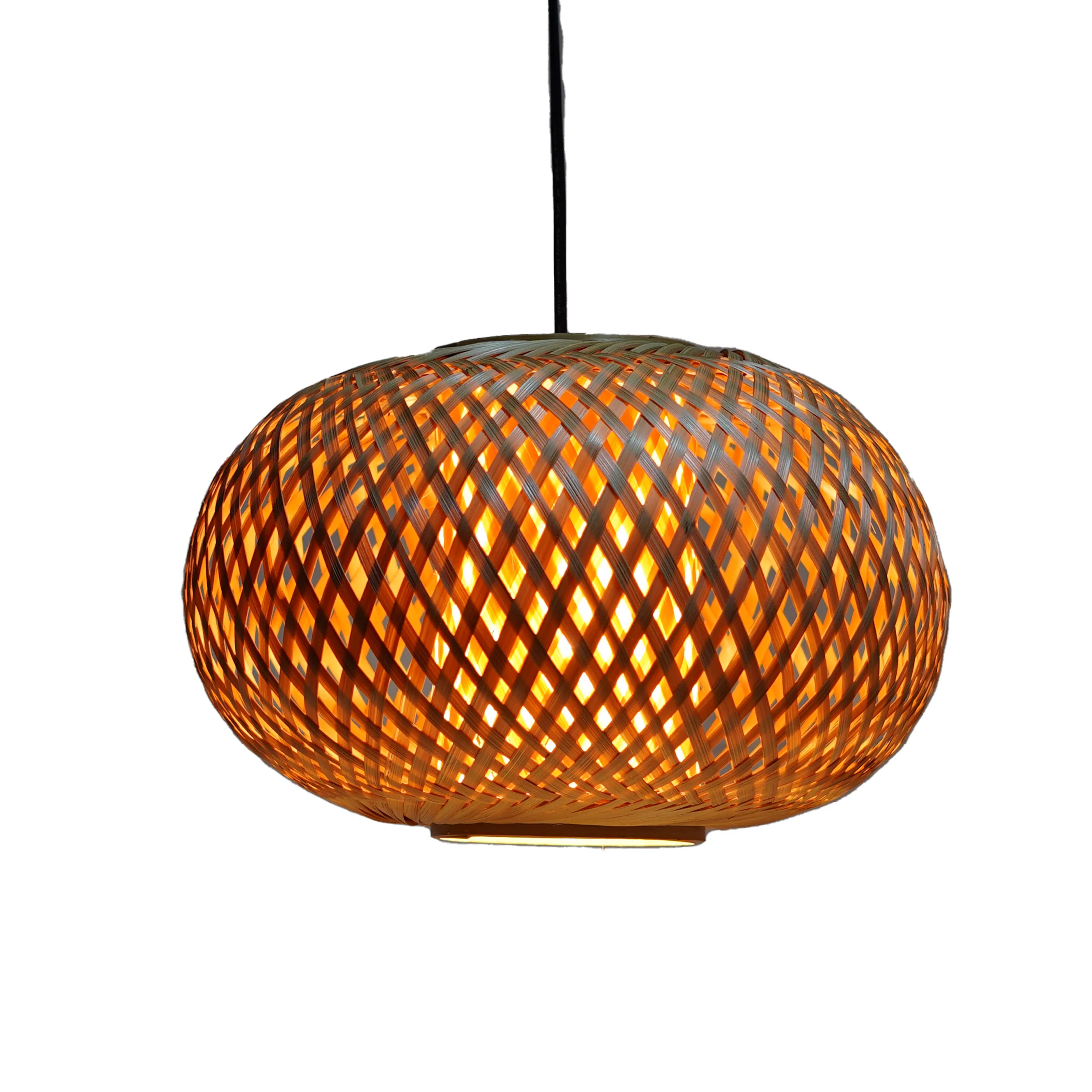 Handcrafted Small Double Layer Bamboo Pendant Lamp Shade - Woven Dome Light Cover
