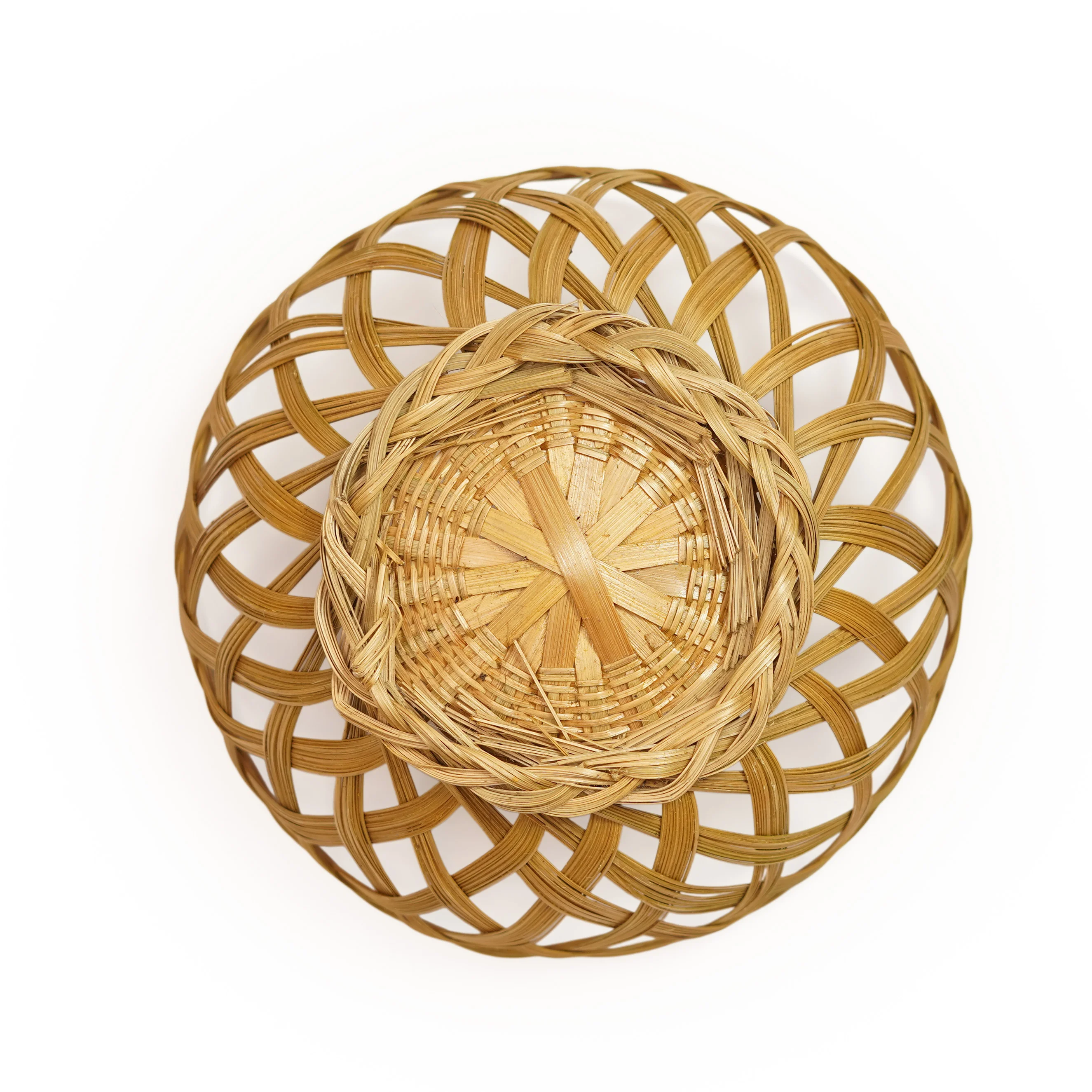 Handcrafted Open Lattice Bamboo Fruit & Bread Bowl Basket