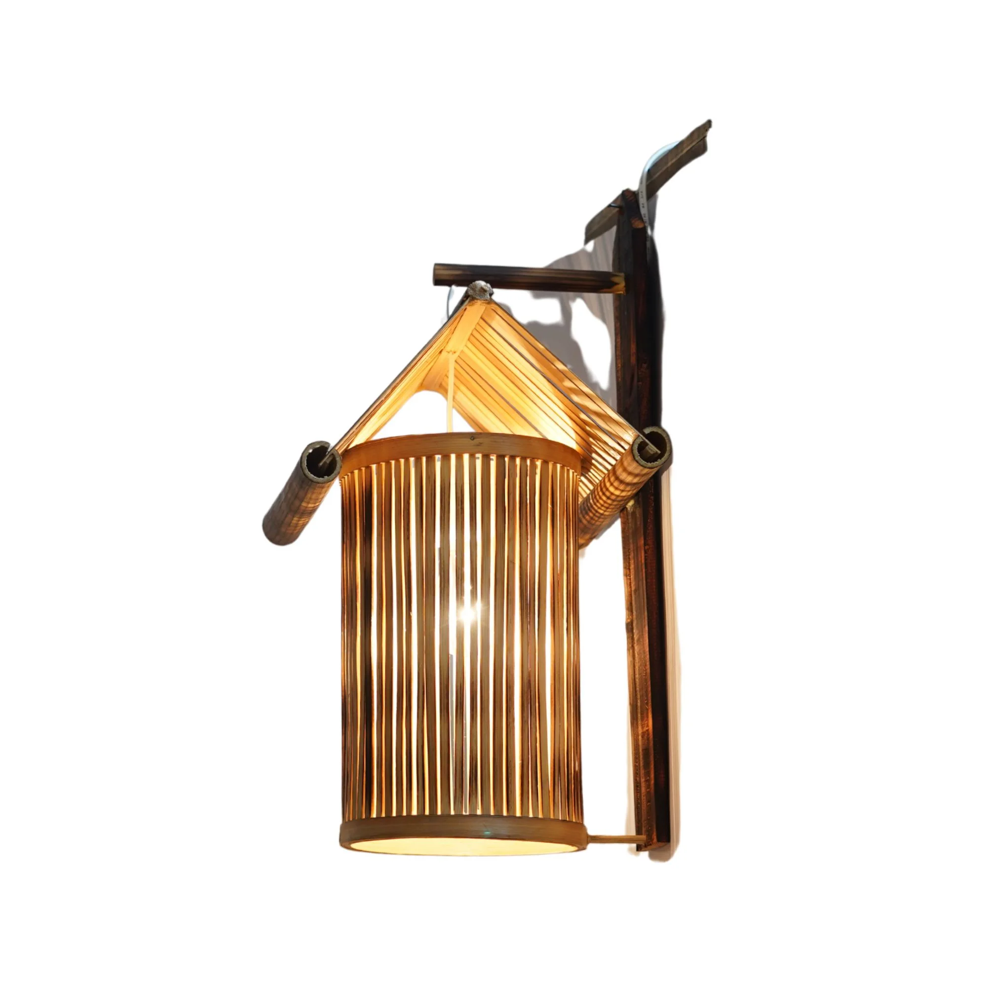 Handcrafted House-Shape Bamboo Pendant Light - Eco-Friendly Lantern Lamp Shade