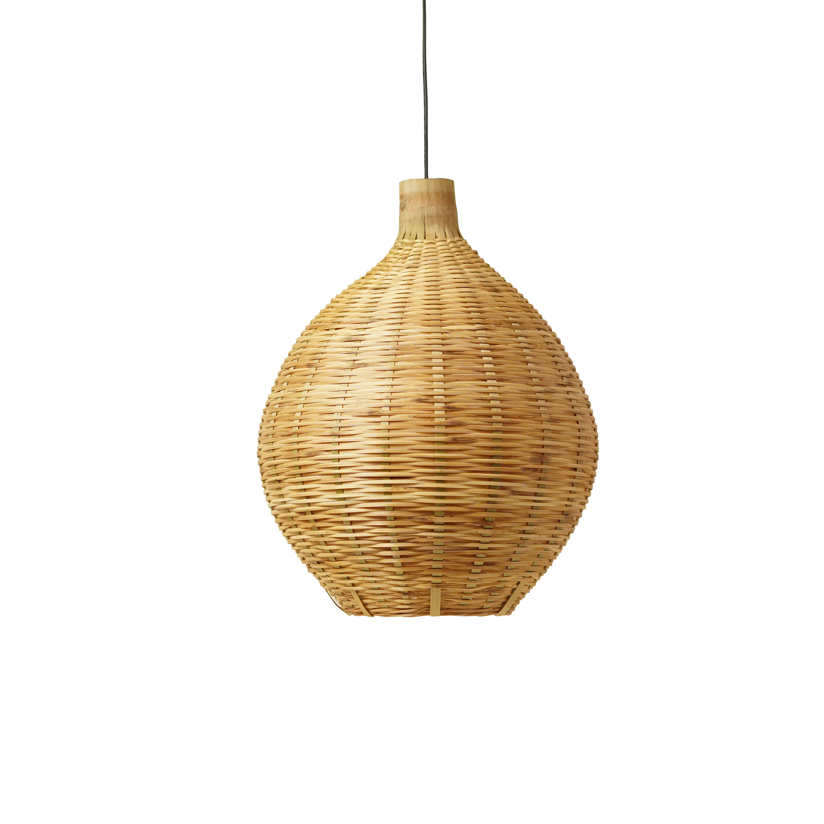 Handcrafted Small Onion Bamboo Pendant Light - Woven Teardrop Ceiling Lamp Shade - Thumbnail 2