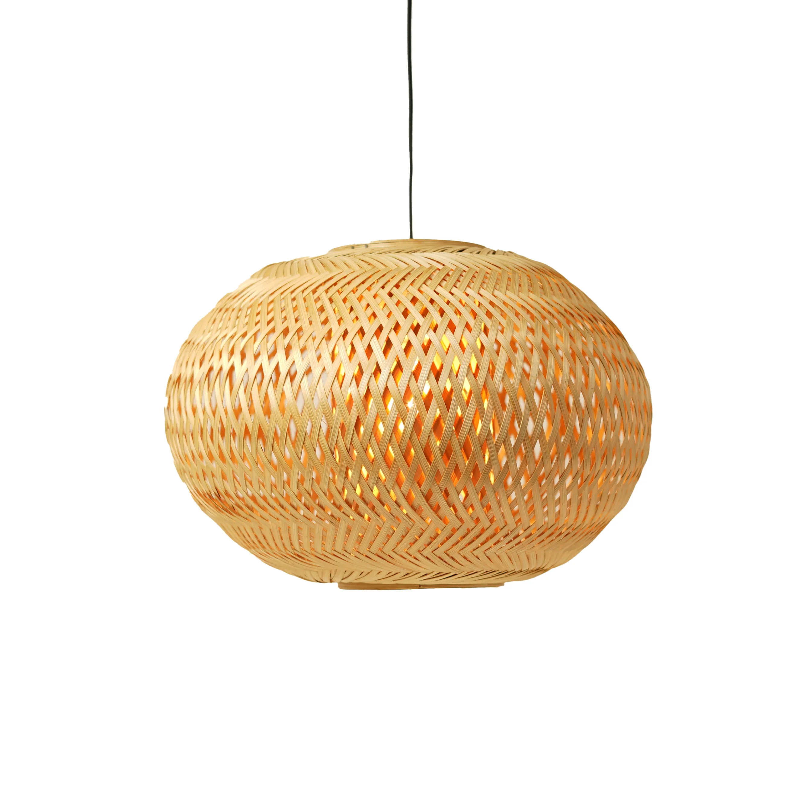 Handcrafted Small Double Layer Bamboo Pendant Lamp Shade - Woven Dome Light Cover - Thumbnail 1
