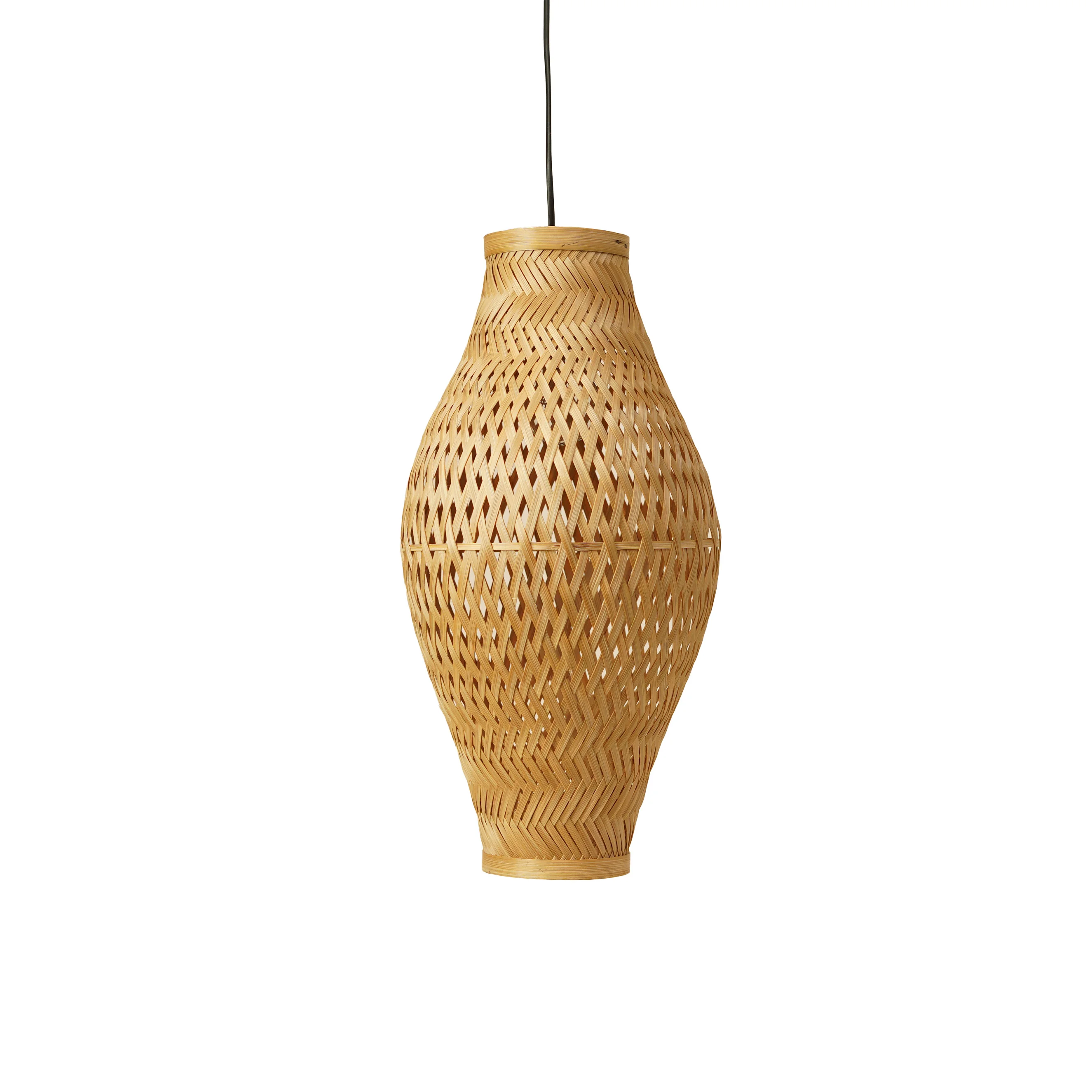 Handcrafted Teardrop Bamboo Pendant Light - Eco-Friendly Woven Hanging Lamp Shade - Thumbnail 2