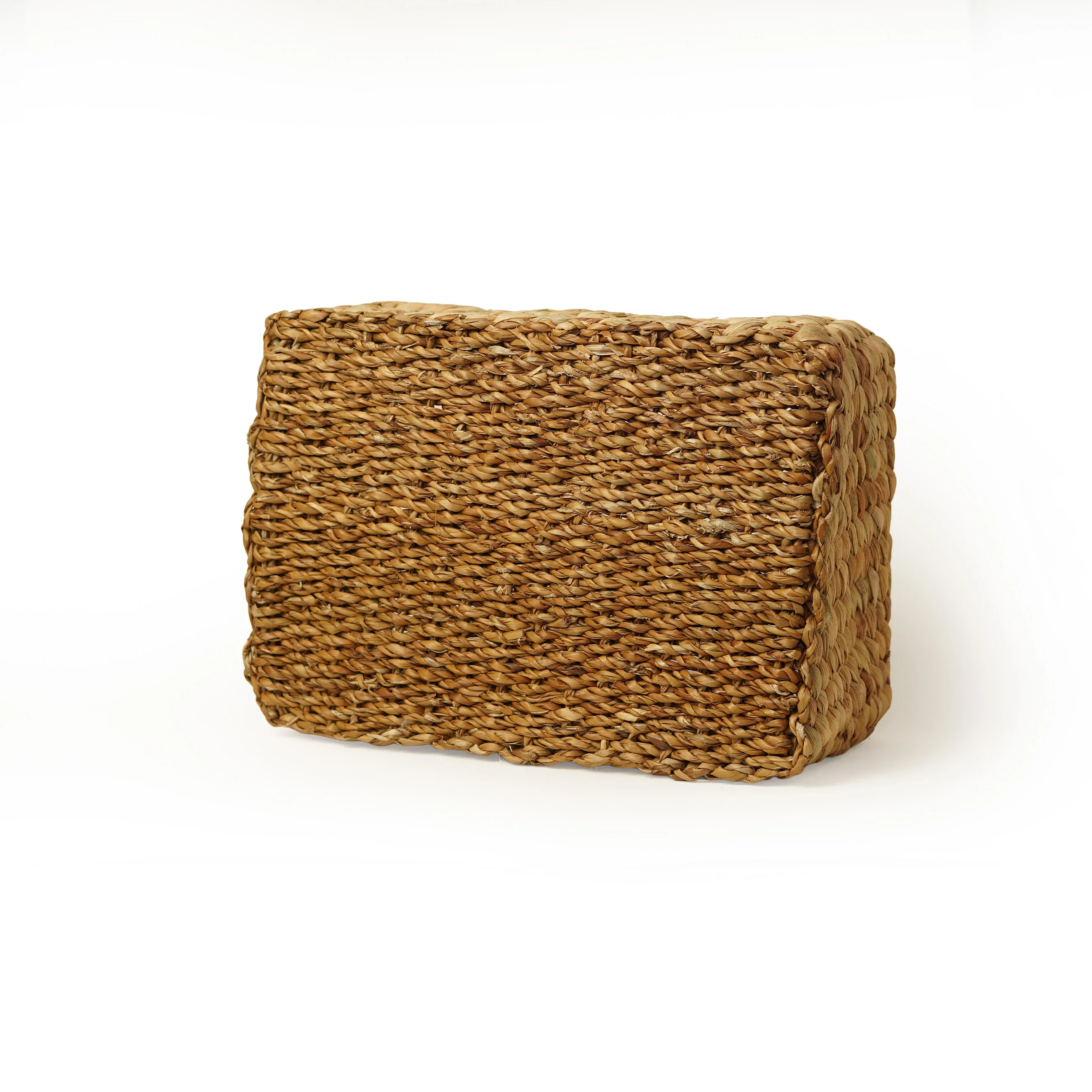 Handcrafted Water Hyacinth & Seagrass Rectangular Storage Basket with Thick Braided We - Thumbnail 3