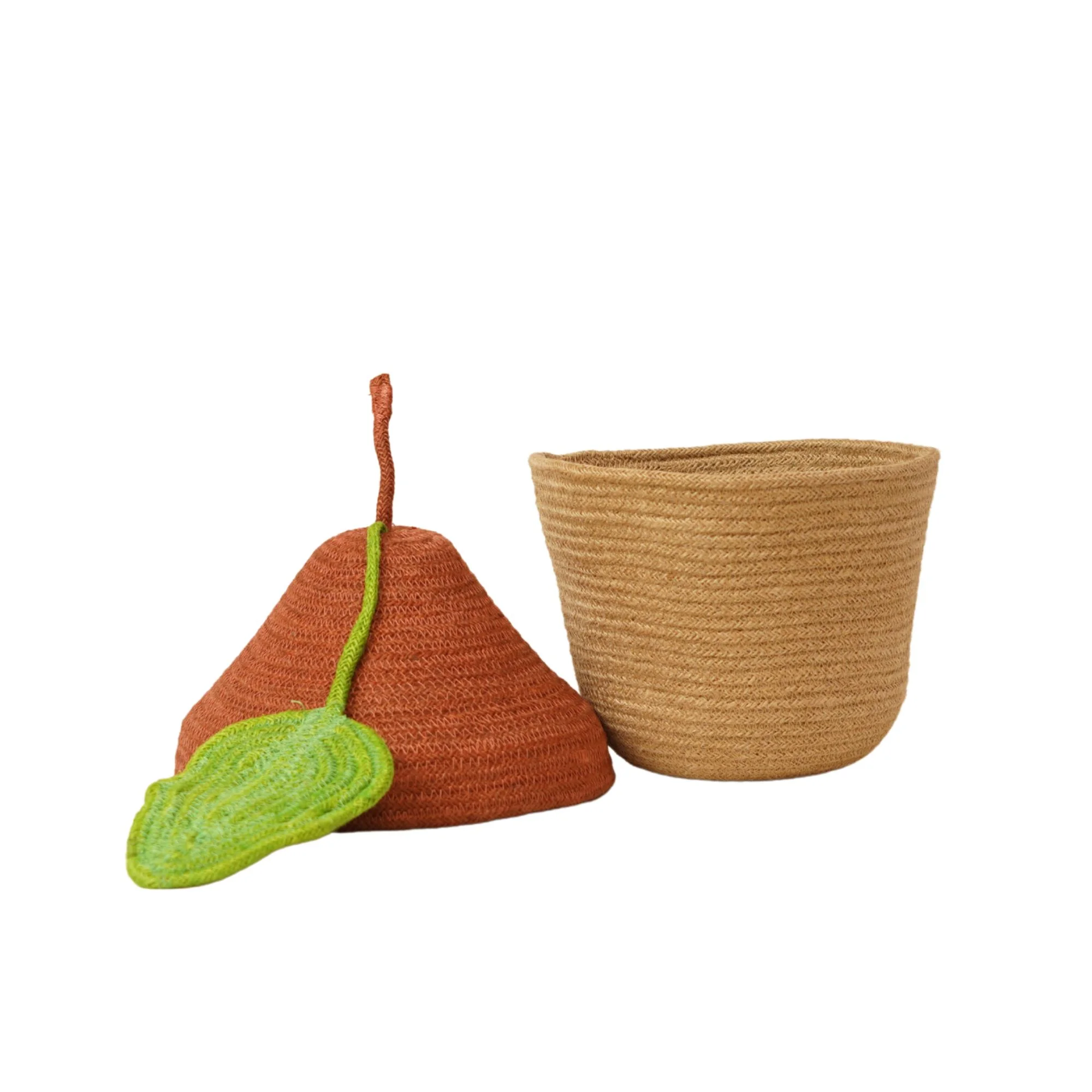 Eco-Friendly Handcrafted Jute House Shaped Storage Basket Pear Acorn Cottage Lid Decorative Storage