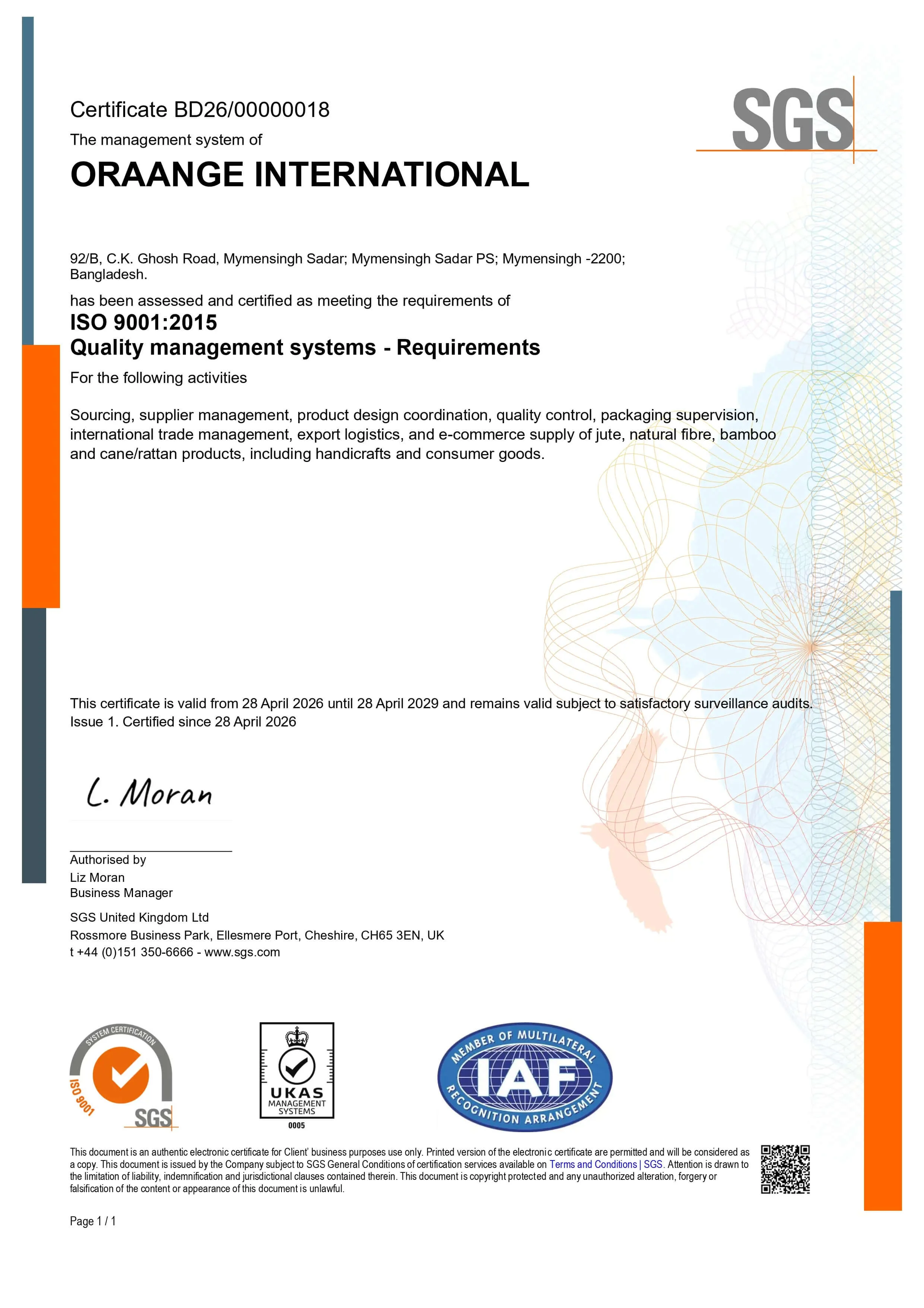 ISO 9001 Certificate