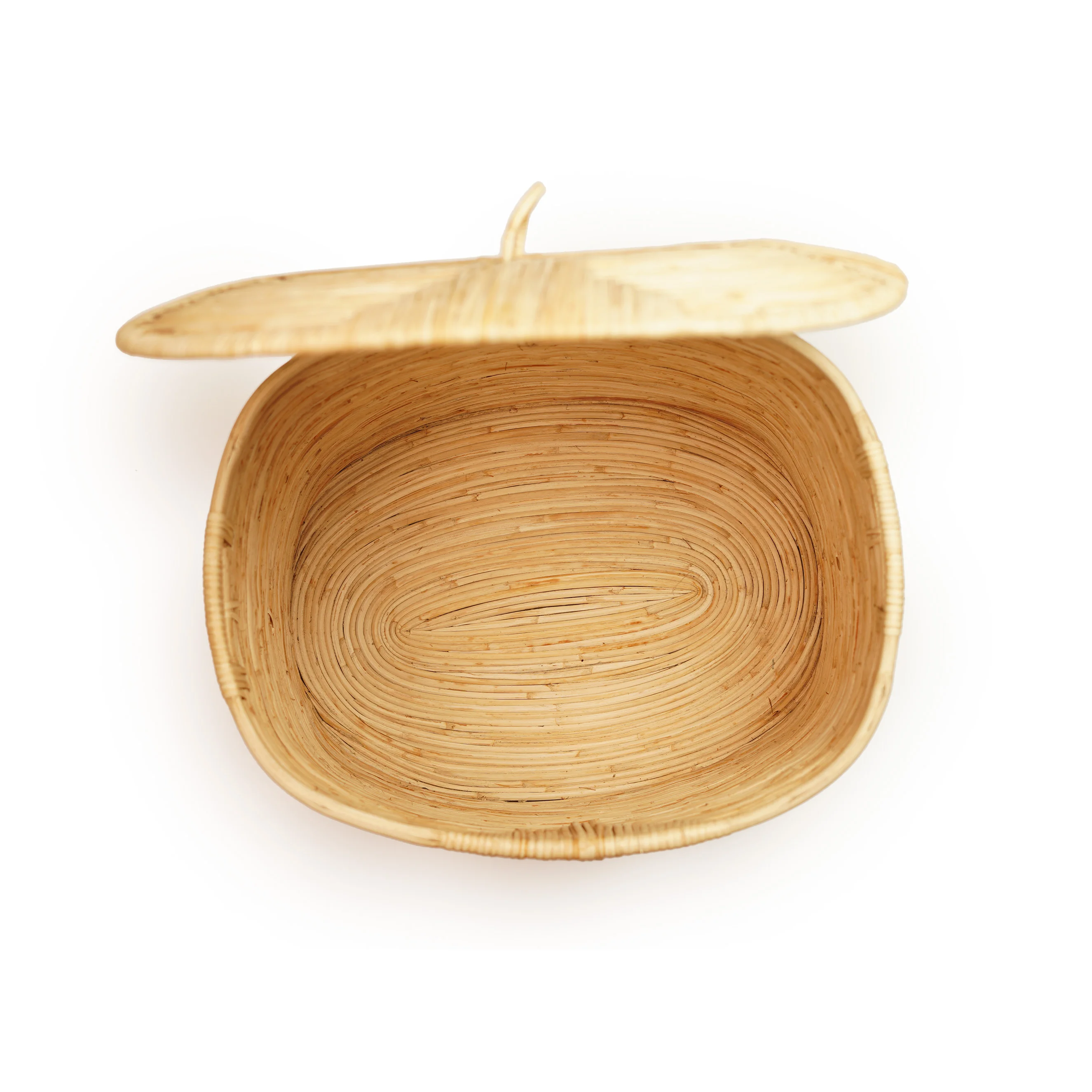 Handcrafted Natural Cane & Rattan Oval Laundry Hamper Basket with Lid - Thumbnail 2
