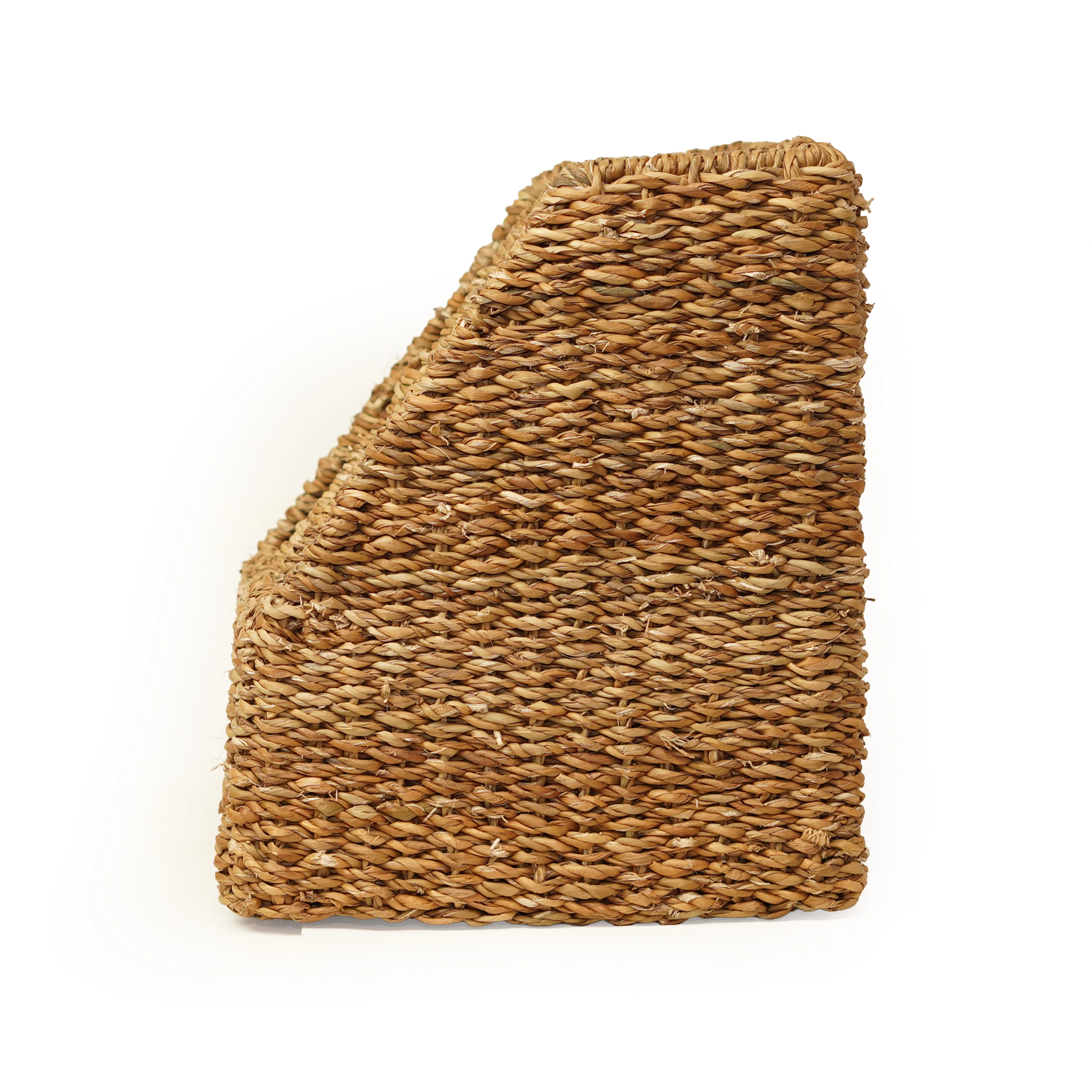 Handcrafted Eco-Friendly Natural Seagrass Desk File Organizer | 3-Slot Vertical Magazi - Thumbnail 2