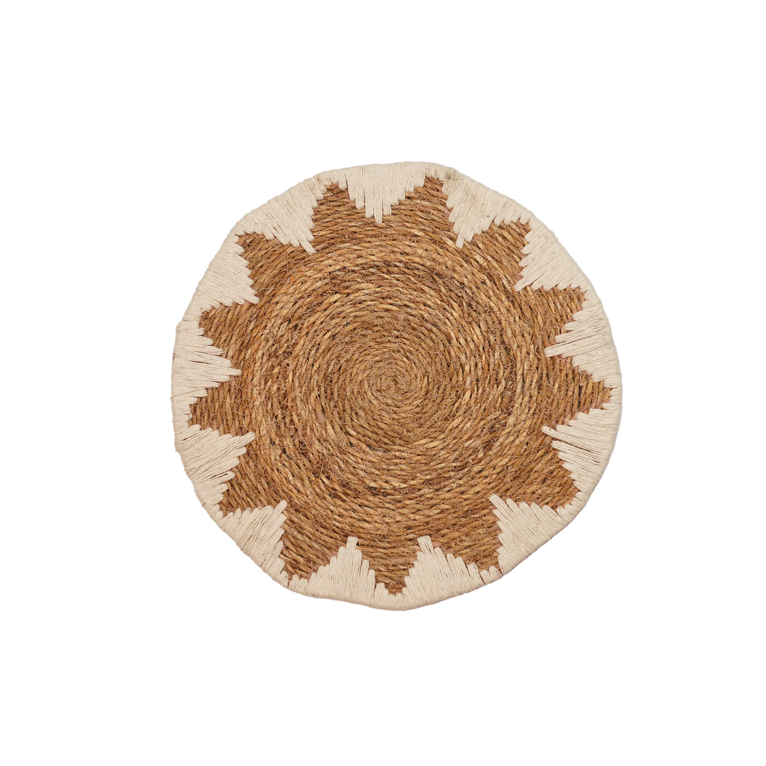 Handmade Boho Jute Wall Décor Set of 8 - Woven Medallions & Fringe Wall Hanging Tapest - Thumbnail 4