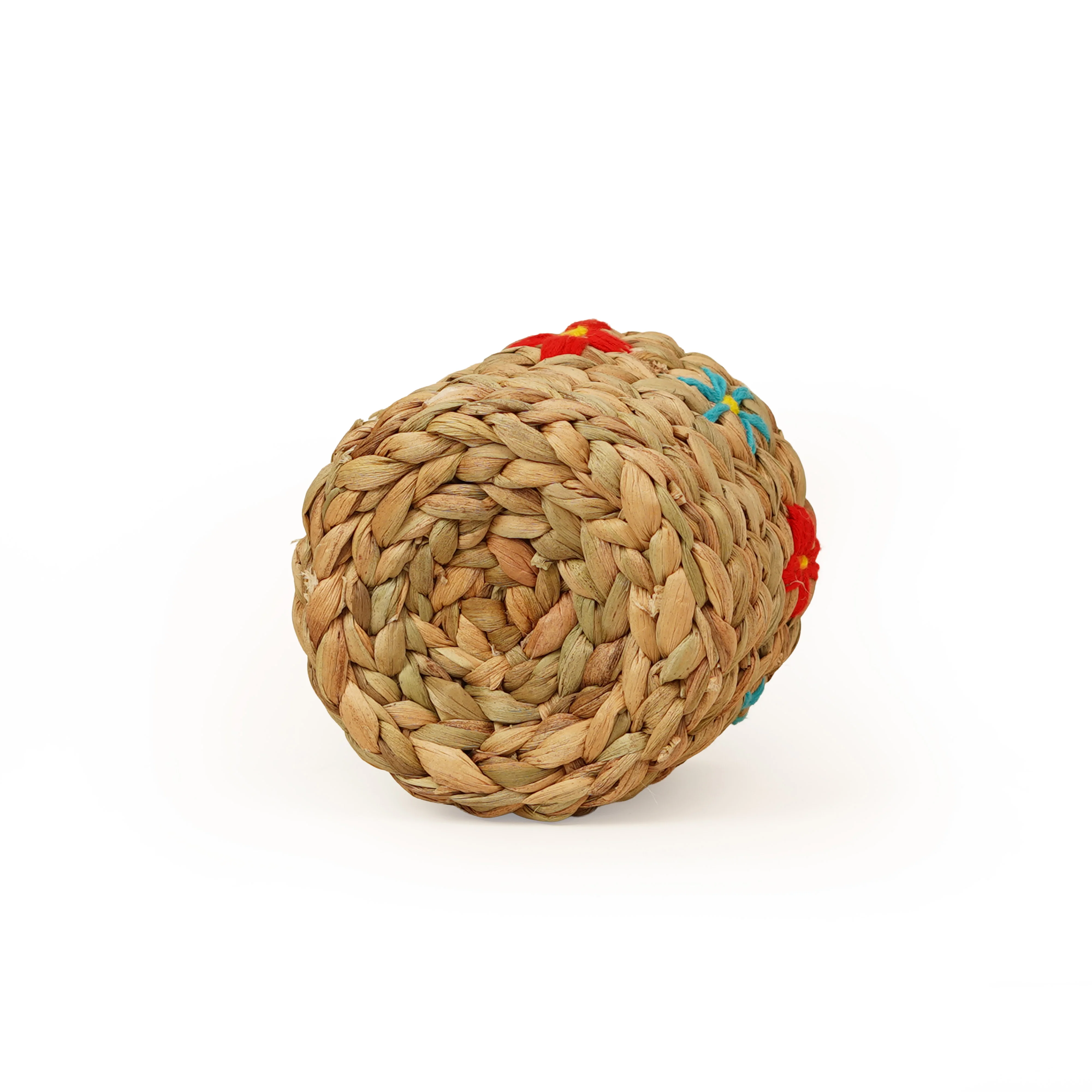 Handcrafted Water Hyacinth & Jute Pen Holder | Embroidered Desk Organizer with 4 Compartments