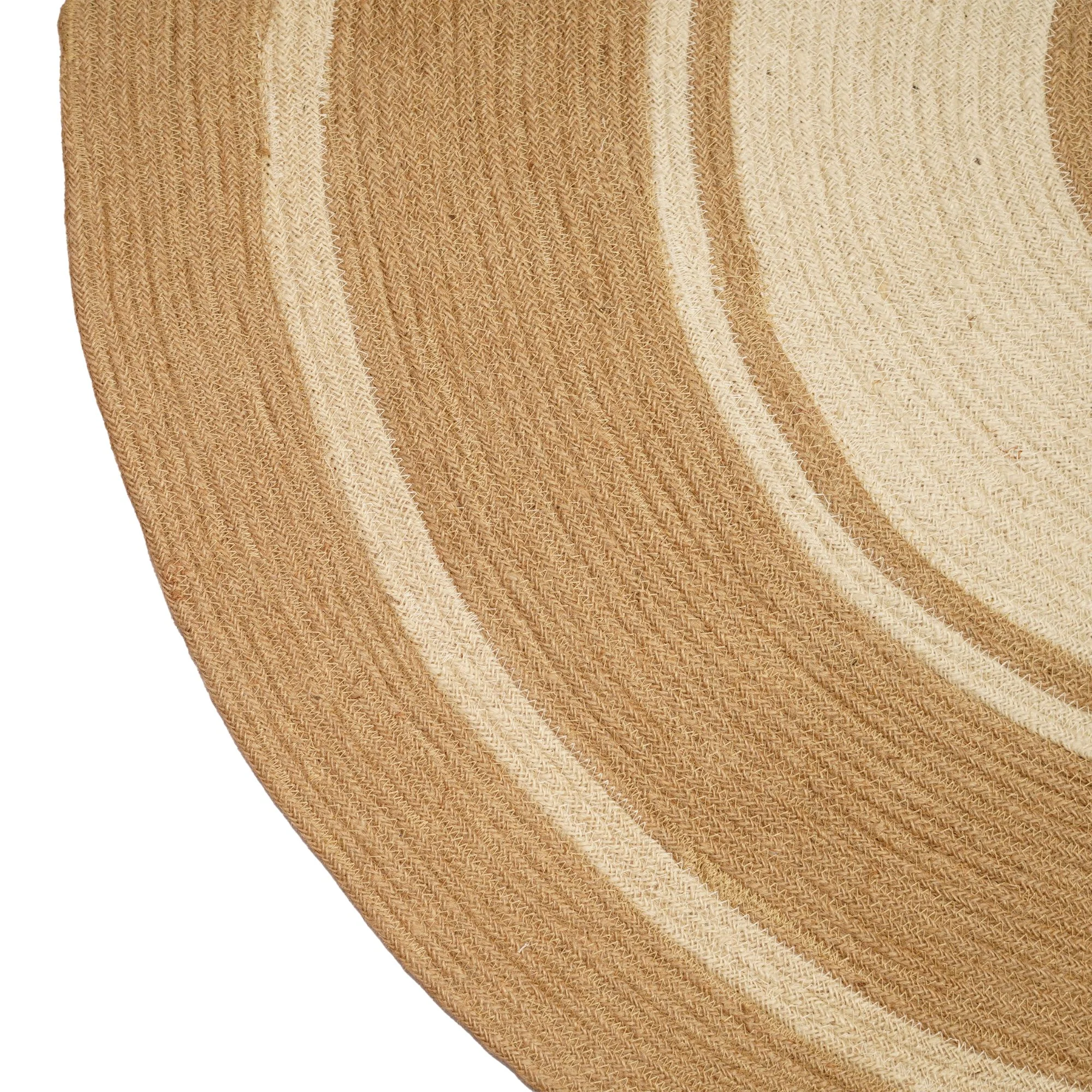 Handmade Concentric Dual-Tone Jute Round Area Rug (3 Feet / 90 cm) - Thumbnail 2