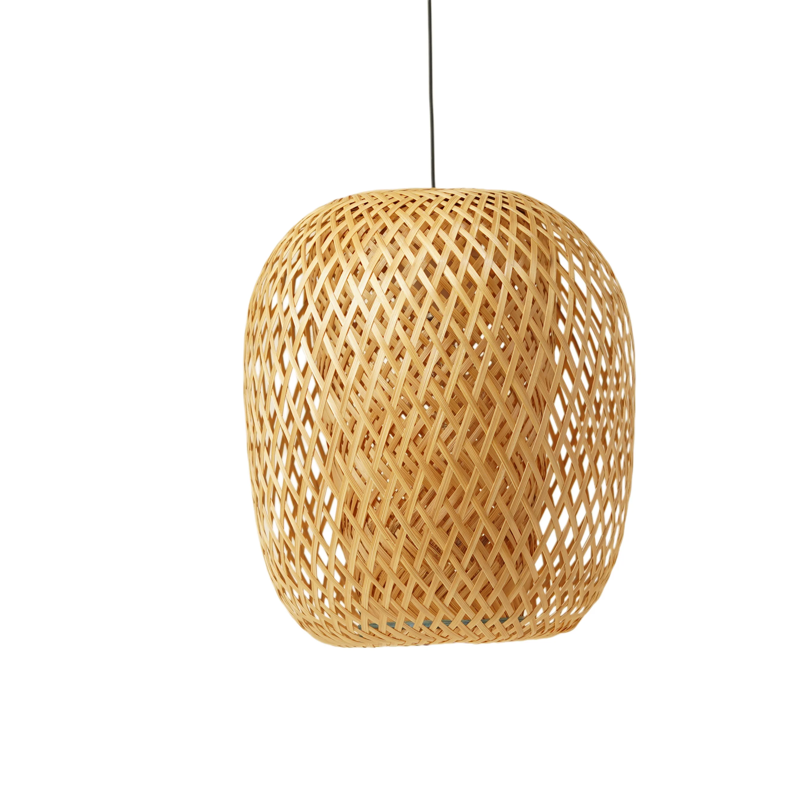 Handcrafted Double Layer Bamboo Pendant Lamp Shade - Woven Cylinder Ceiling Light Cover