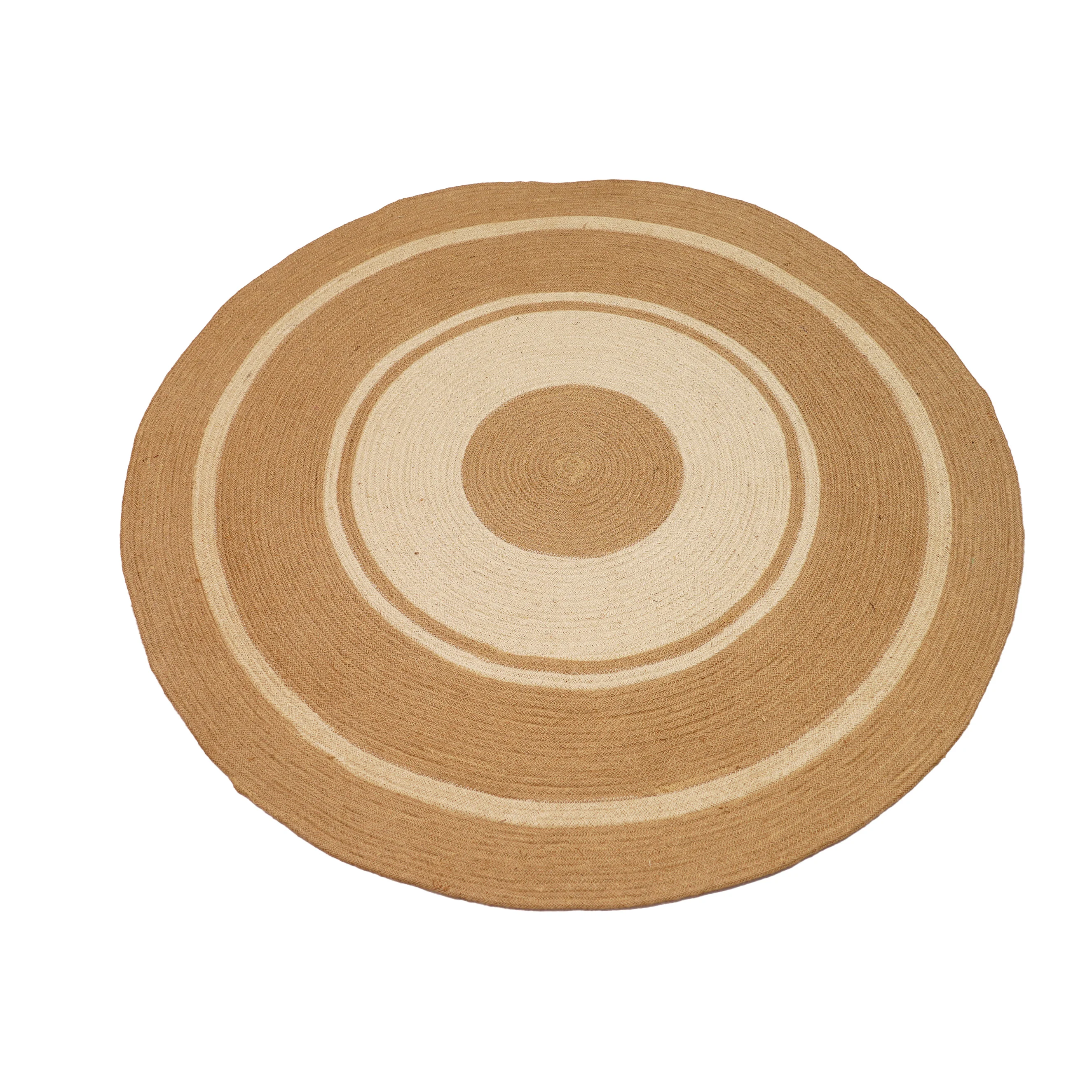 Handmade Concentric Dual-Tone Jute Round Area Rug (3 Feet / 90 cm)