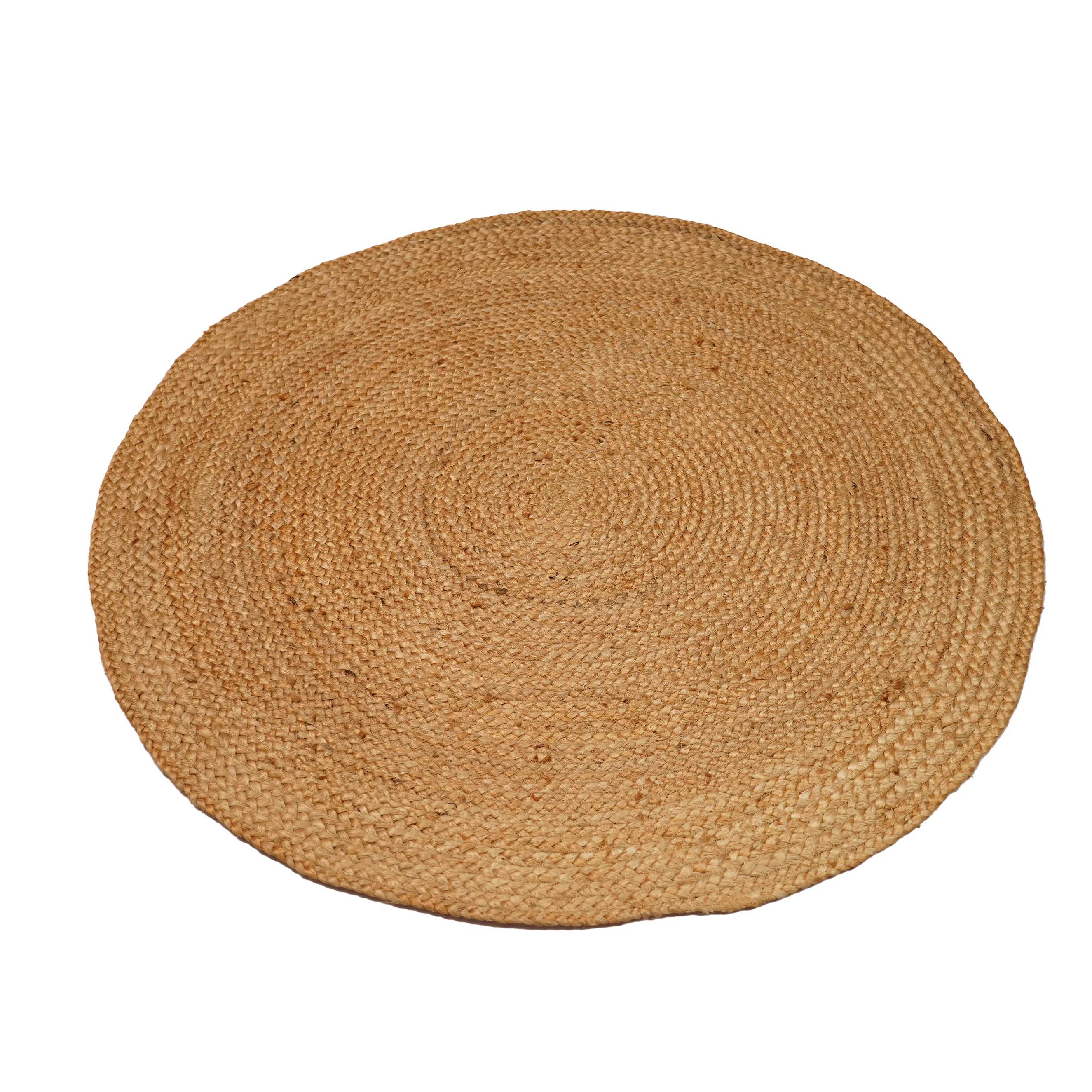 Handmade Natural Jute Round Area Rug (3 Feet / 90 cm)