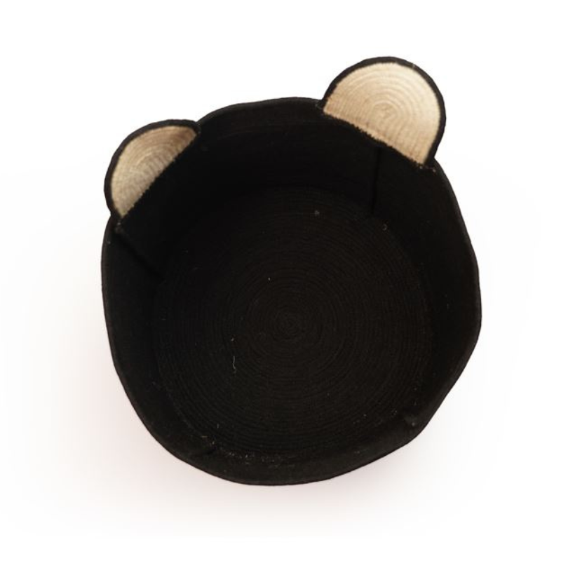 Cute Bear Face Woven Jute Toy Basket - Wholesale Kids Nursery Storage Organizer Bin - Thumbnail 2