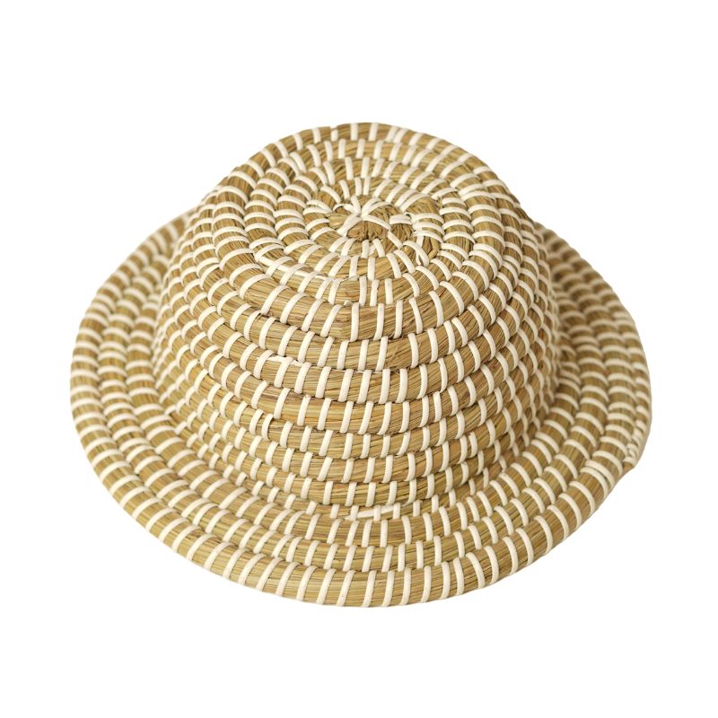 Eco-Friendly Handcrafted Seagrass Straw Hat Wide Brim Flat Top Summer Beach Sun Hat fo - Thumbnail 2