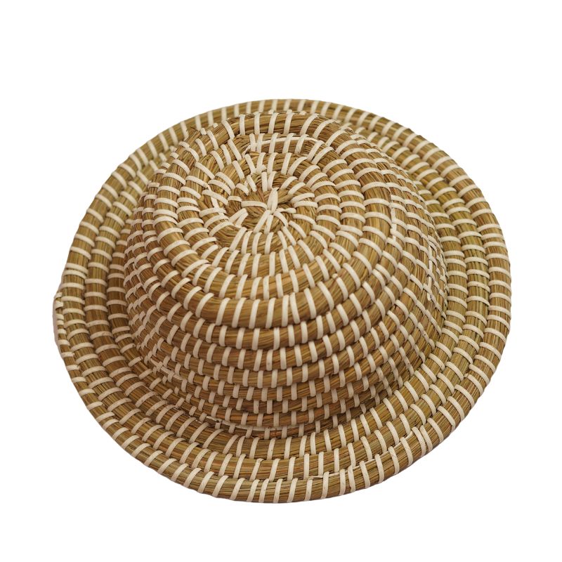 Eco-Friendly Handcrafted Seagrass Straw Hat Wide Brim Flat Top Summer Beach Sun Hat fo - Thumbnail 3