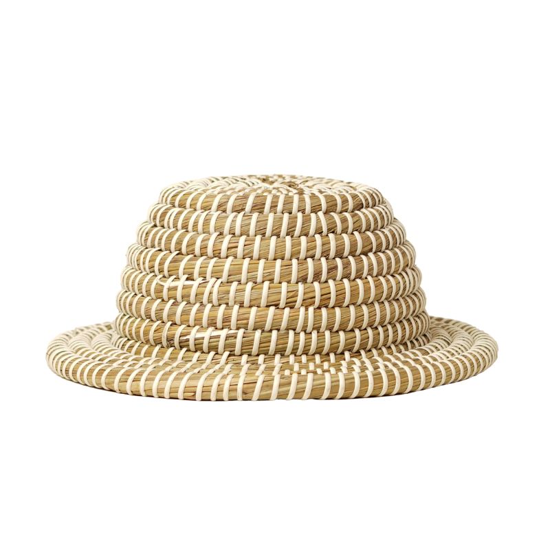 Eco-Friendly Handcrafted Seagrass Straw Hat Wide Brim Flat Top Summer Beach Sun Hat for Women Wholesale