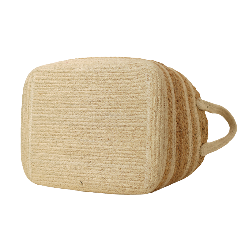 Eco-Friendly Handwoven Jute Storage Basket Set of 3 with Handles & Inner Fabric Lining - Thumbnail 3
