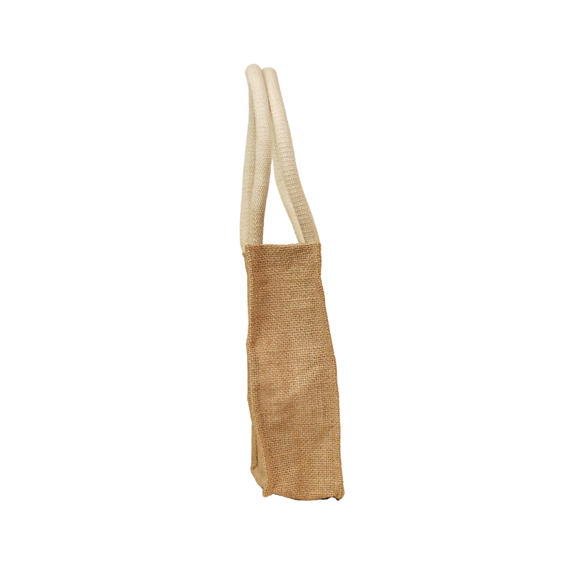 Eco-Friendly Natural Jute 2 Bottle Wine Carrier Tote with Open Window - Thumbnail 3