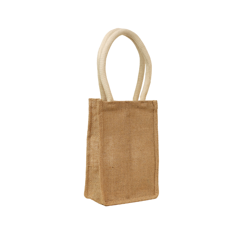 Eco-Friendly Natural Jute 2 Bottle Wine Carrier Tote with Open Window