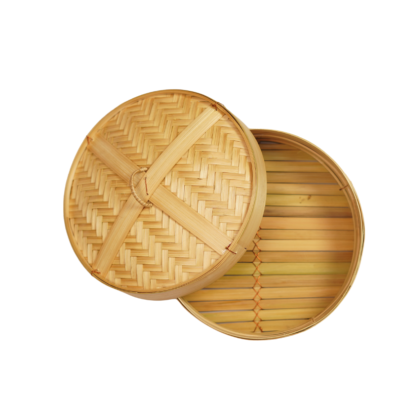 Handcrafted 2-Tier Bamboo Steamer Basket with Lid (8-Inch) - Thumbnail 5