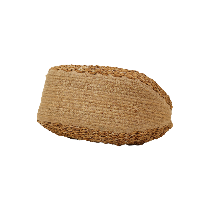 Handcrafted Boat-Shaped Jute & Seagrass Storage Gift Basket with Arch Handle - Thumbnail 3