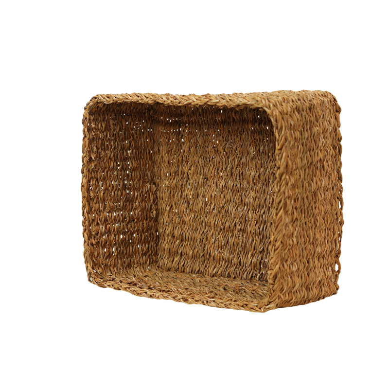 Handcrafted Eco-Friendly Natural Seagrass Rectangular Storage Basket Set 3-Piece Nesti - Thumbnail 2