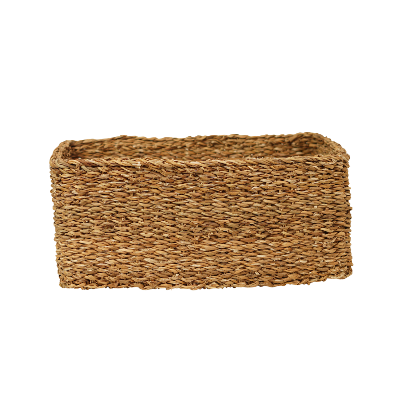 Handcrafted Eco-Friendly Natural Seagrass Rectangular Storage Basket Set 3-Piece Nesti - Thumbnail 3