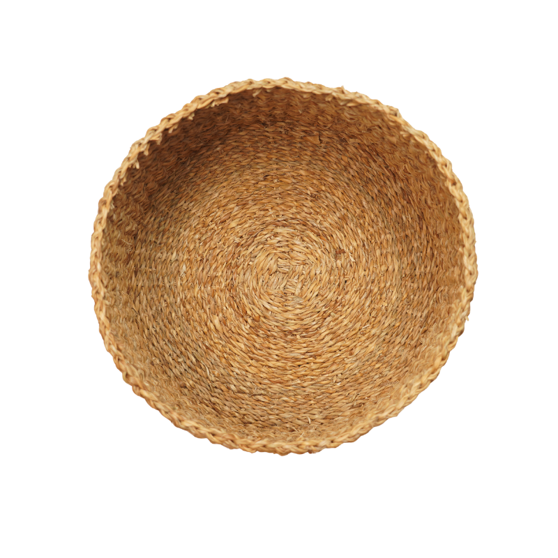 Handcrafted Eco-Friendly Natural Seagrass Round Storage Basket Set of 3 Nesting Cylind - Thumbnail 5