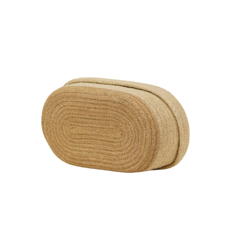 Handcrafted Eco-Friendly Oval Jute Tissue Box Cover Braided Rope Napkin Dispenser Hold - Thumbnail 3