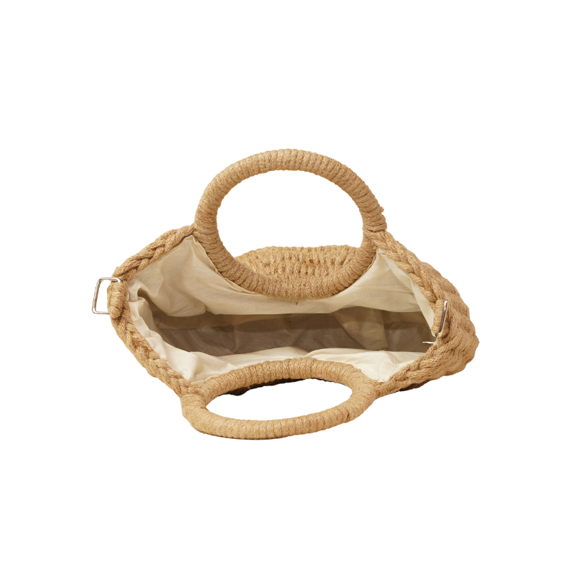 Handcrafted Half-Moon Woven Jute Crossbody Bag with Detachable Strap - Thumbnail 3