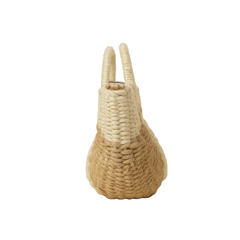 Handcrafted Two-Tone Jute Rope Half-Moon Tote Bag