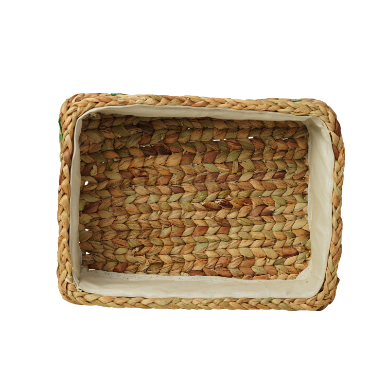 Handcrafted Water Hyacinth & Jute Nesting Rectangular Storage Basket Set of 3 | Floral - Thumbnail 4