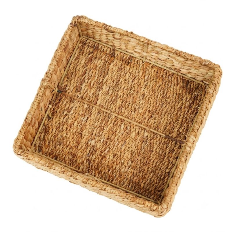 Handcrafted Water Hyacinth & Seagrass Square Storage Tray Basket - Thumbnail 2