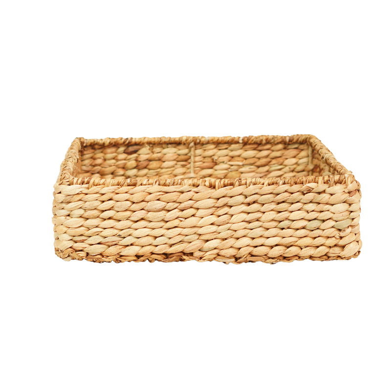 Handcrafted Water Hyacinth & Seagrass Square Storage Tray Basket