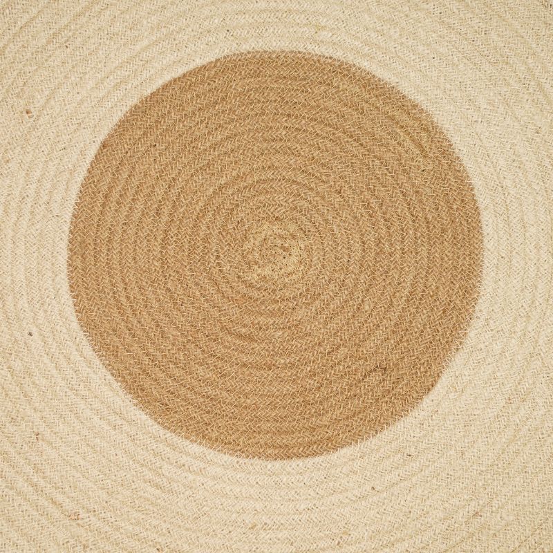 Handmade Concentric Dual-Tone Jute Round Area Rug (3 Feet / 90 cm) - Thumbnail 4