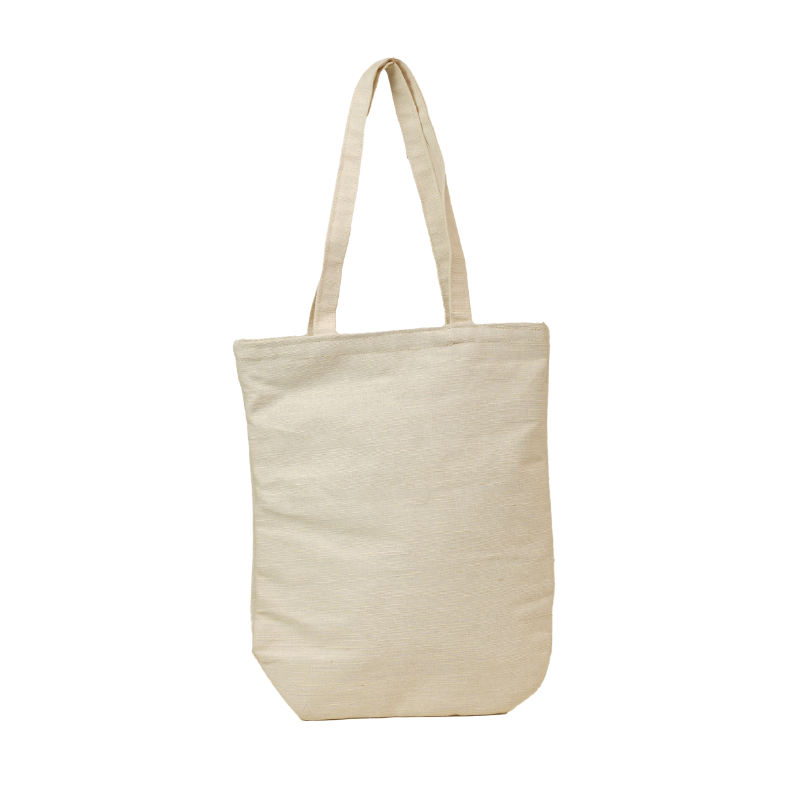 Handpainted Maple Leaf Off-White Jute Canvas Tote Bag - Thumbnail 2