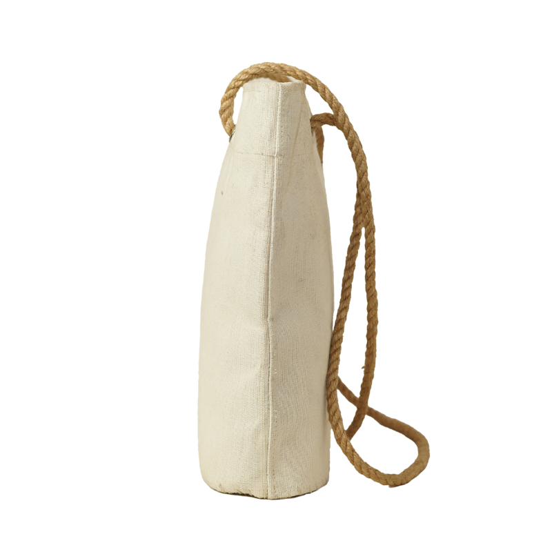 Off-White Bleached Jute Shoulder Bag with Natural Jute Rope Handles - Thumbnail 2
